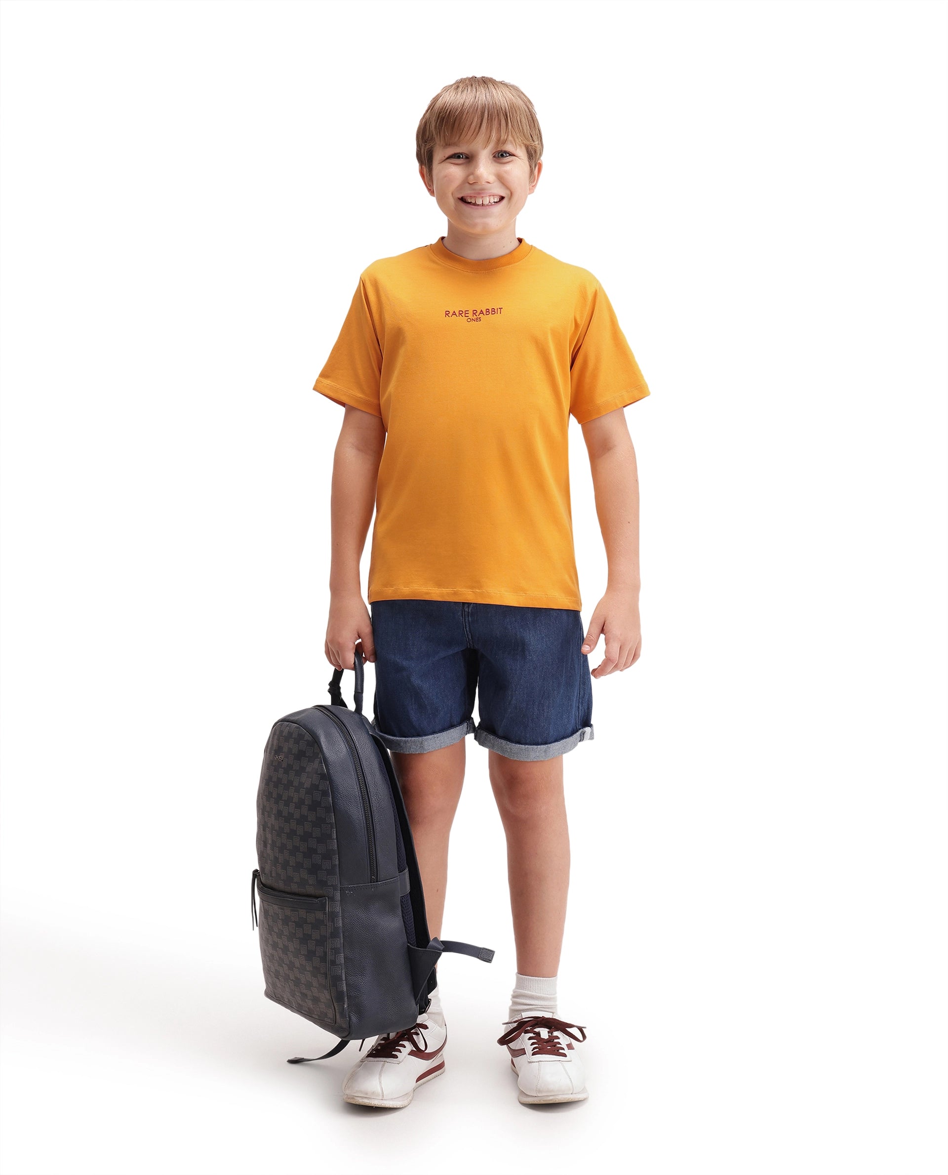 Rare Ones Kids Fego Dark Yellow Cotton Blend Fabric Pull-On Closure Regular Fit Graphic Print T-Shirt