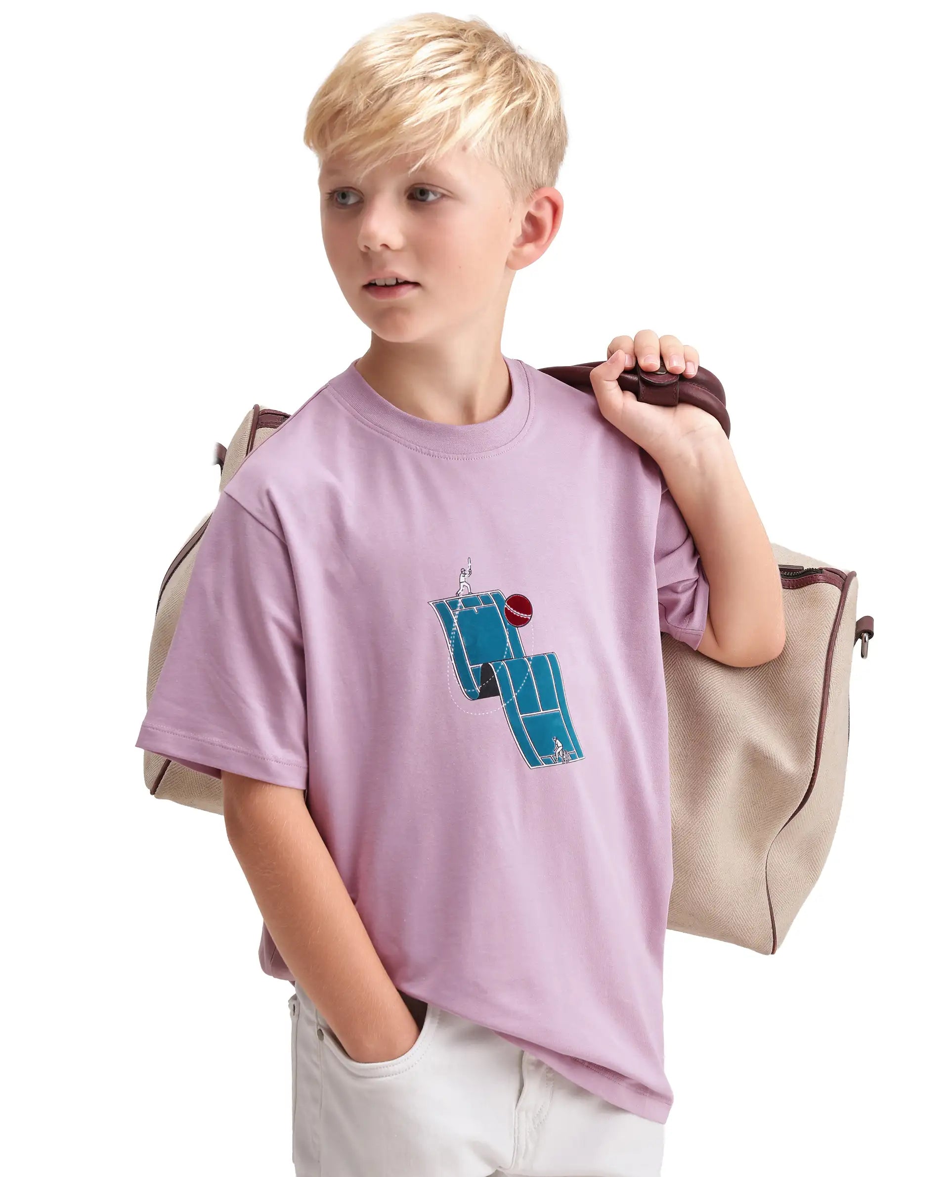 Rare Ones Kids Tome Light Pink Cotton Blend Fabric Pull-On Closure Regular Fit Graphic Print T-Shirt