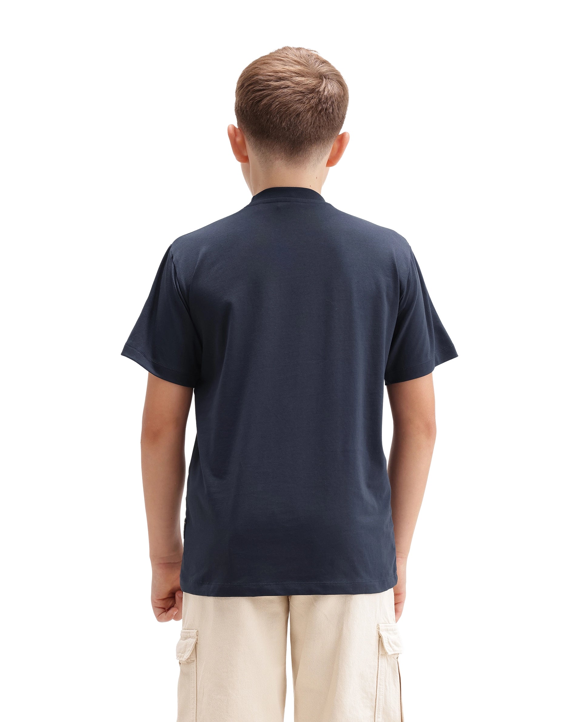 Rare Ones Kids Icye Navy Cotton Blend Fabric Pull-On Closure Regular Fit Graphic Print T-Shirt