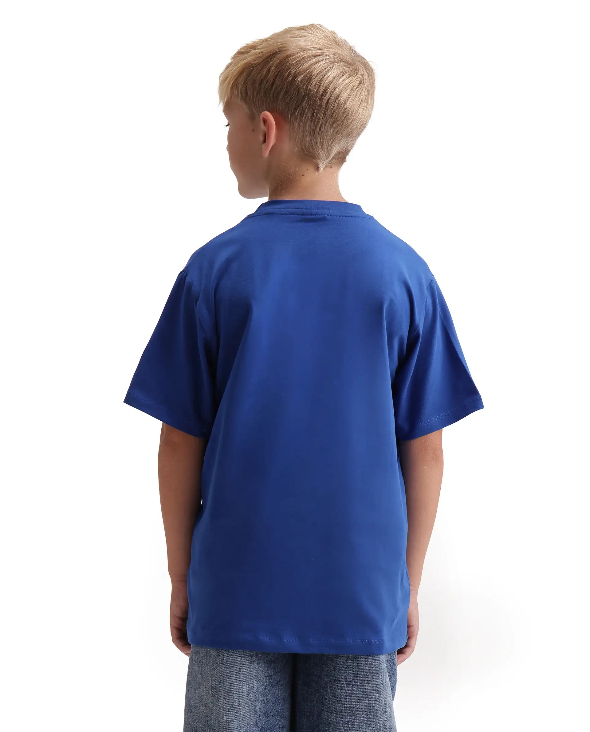 Rare Ones Kids Evia Blue Cotton Blend Fabric Pull-On Closure Regular Fit Graphic Print T-Shirt