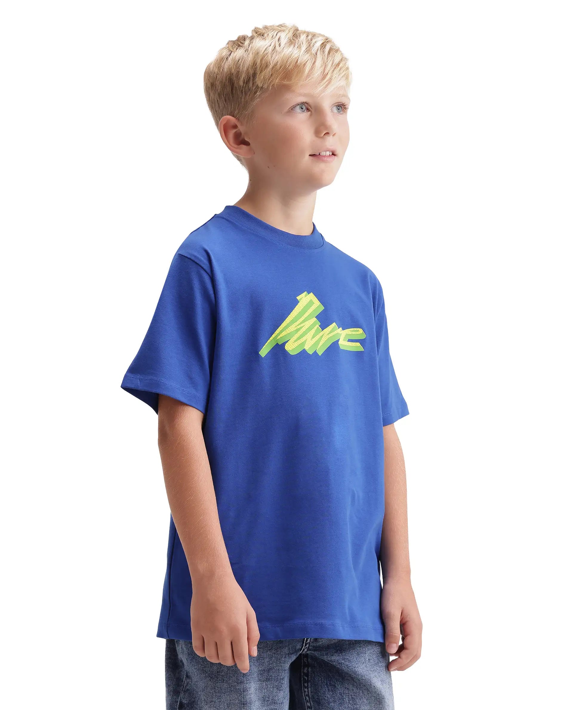 Rare Ones Kids Evia Blue Cotton Blend Fabric Pull-On Closure Regular Fit Graphic Print T-Shirt