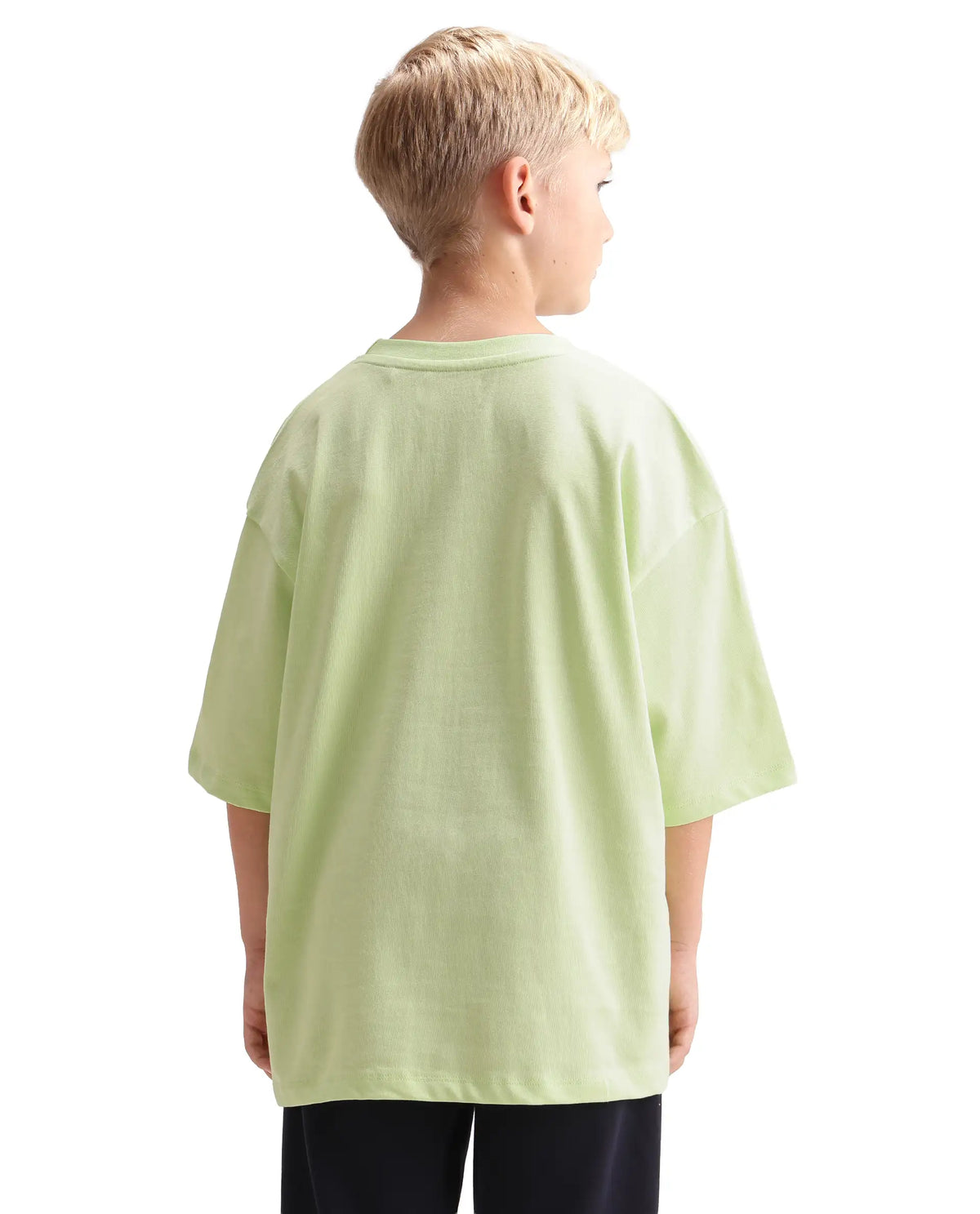 Rare Ones Kids Leron Pastel Yellow Cotton Fabric Pull-On Closure Oversized Embroidered T-Shirt
