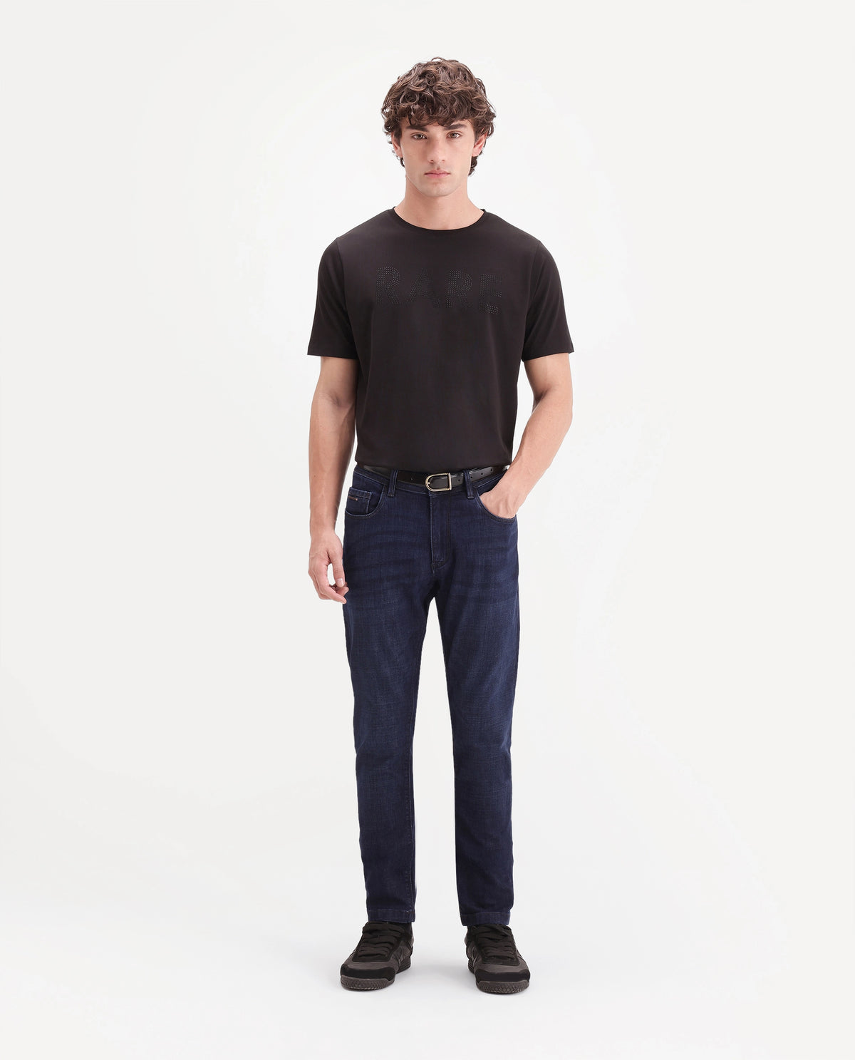 Rare Rabbit Men's Toledo 26 Dark Navy Cotton Blend Hawk Slim Plain Jeans