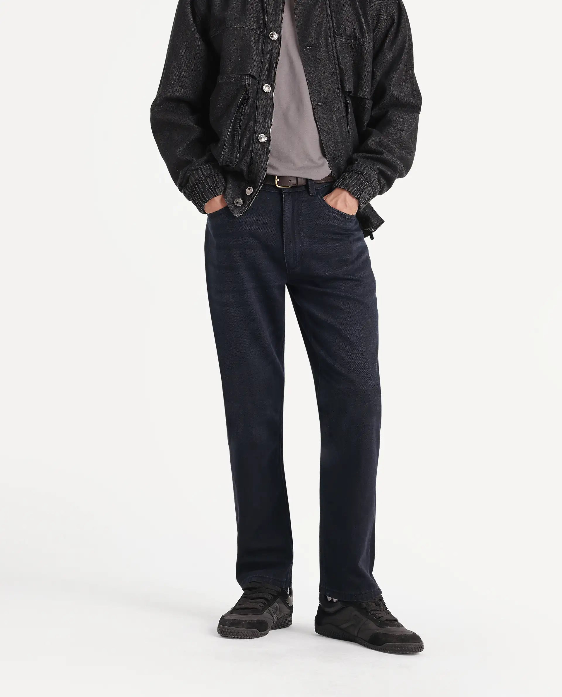 Rare Rabbit Men's Indy 26 Dark Navy Cotton Morris Regular Plain Jeans