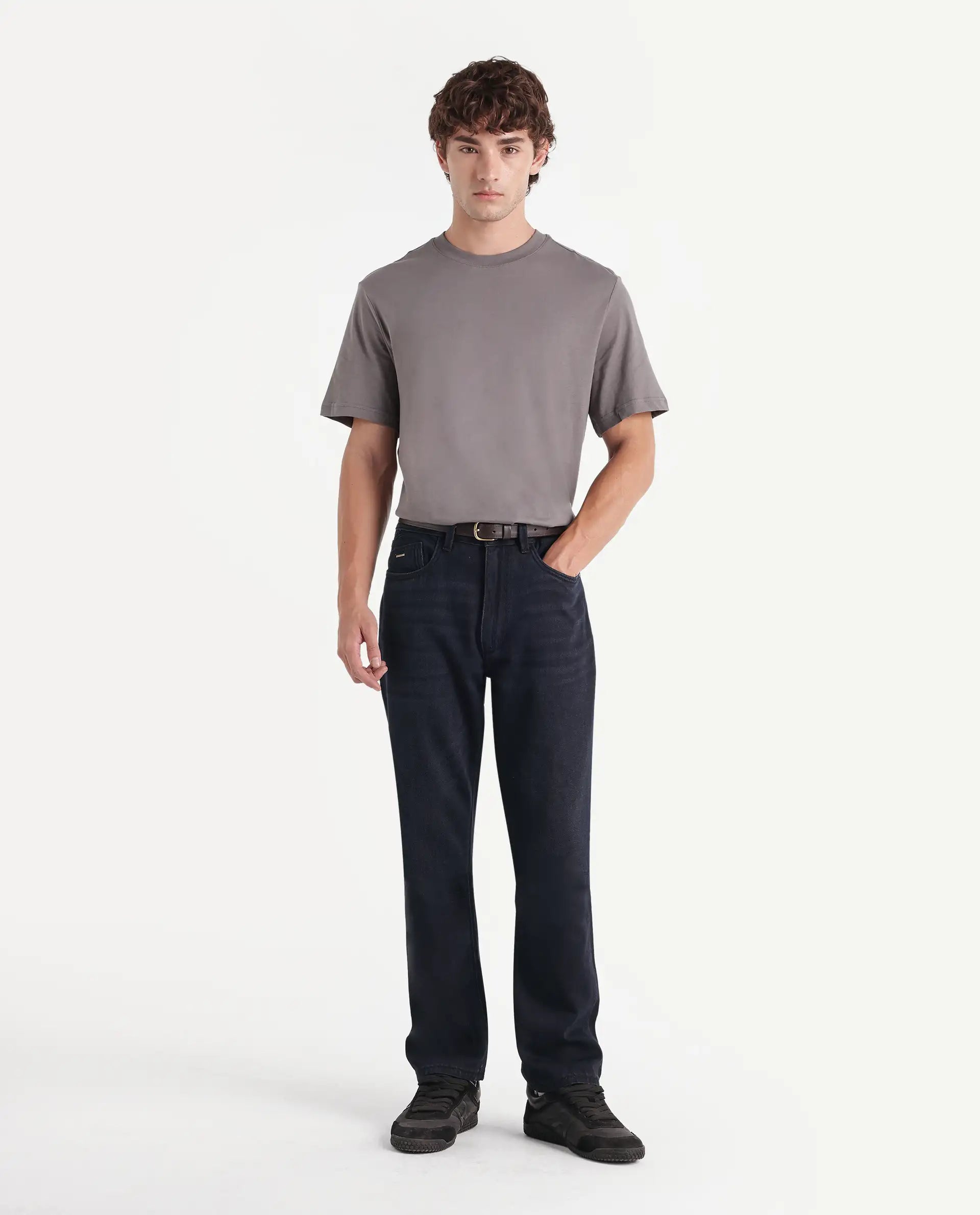 Rare Rabbit Men's Indy 26 Dark Navy Cotton Morris Regular Plain Jeans