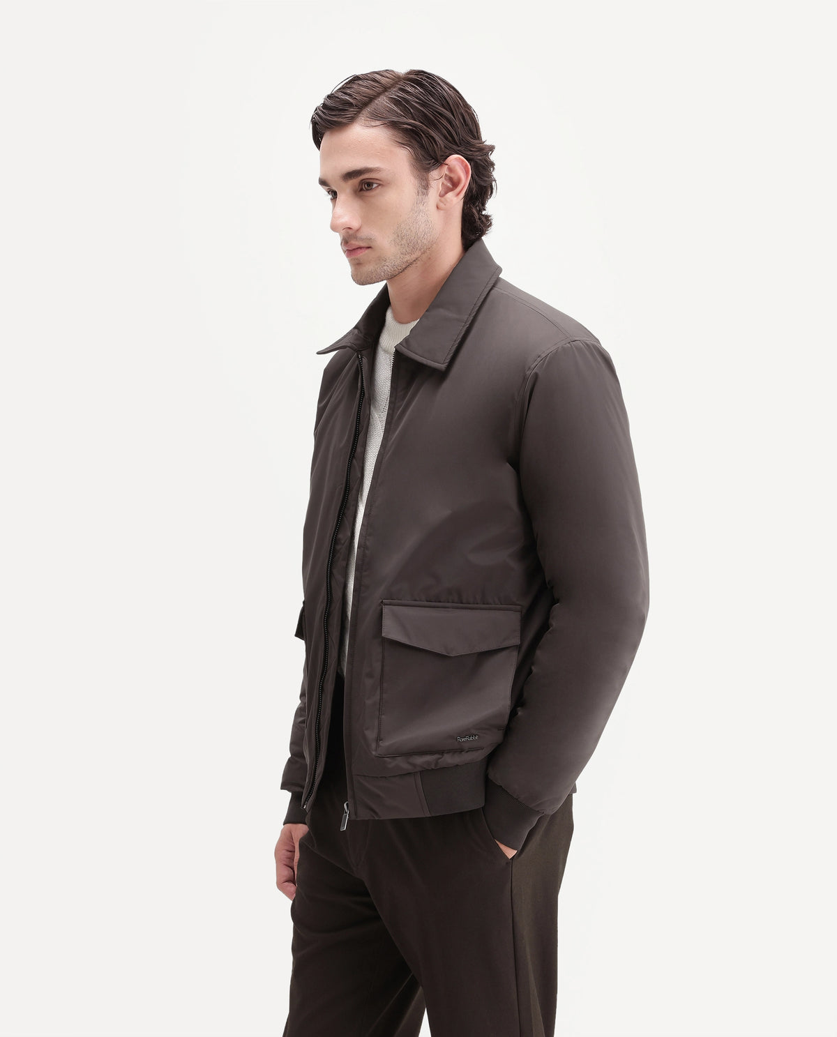 Rare Rabbit Men's Bekh Dusky Brown Polyester Spread Collar Regular Plain Jacket