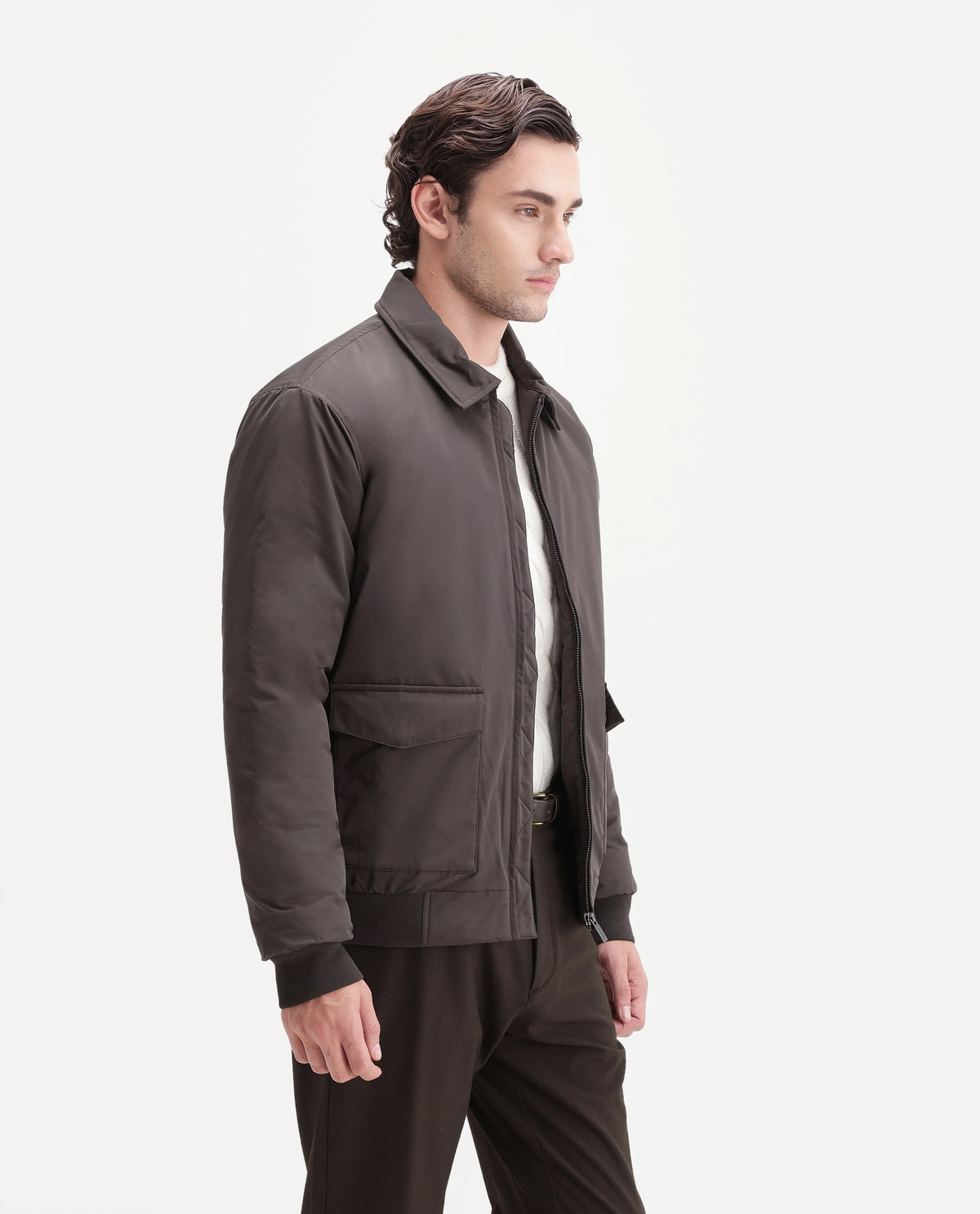 Rare Rabbit Men's Bekh Dusky Brown Polyester Spread Collar Regular Plain Jacket