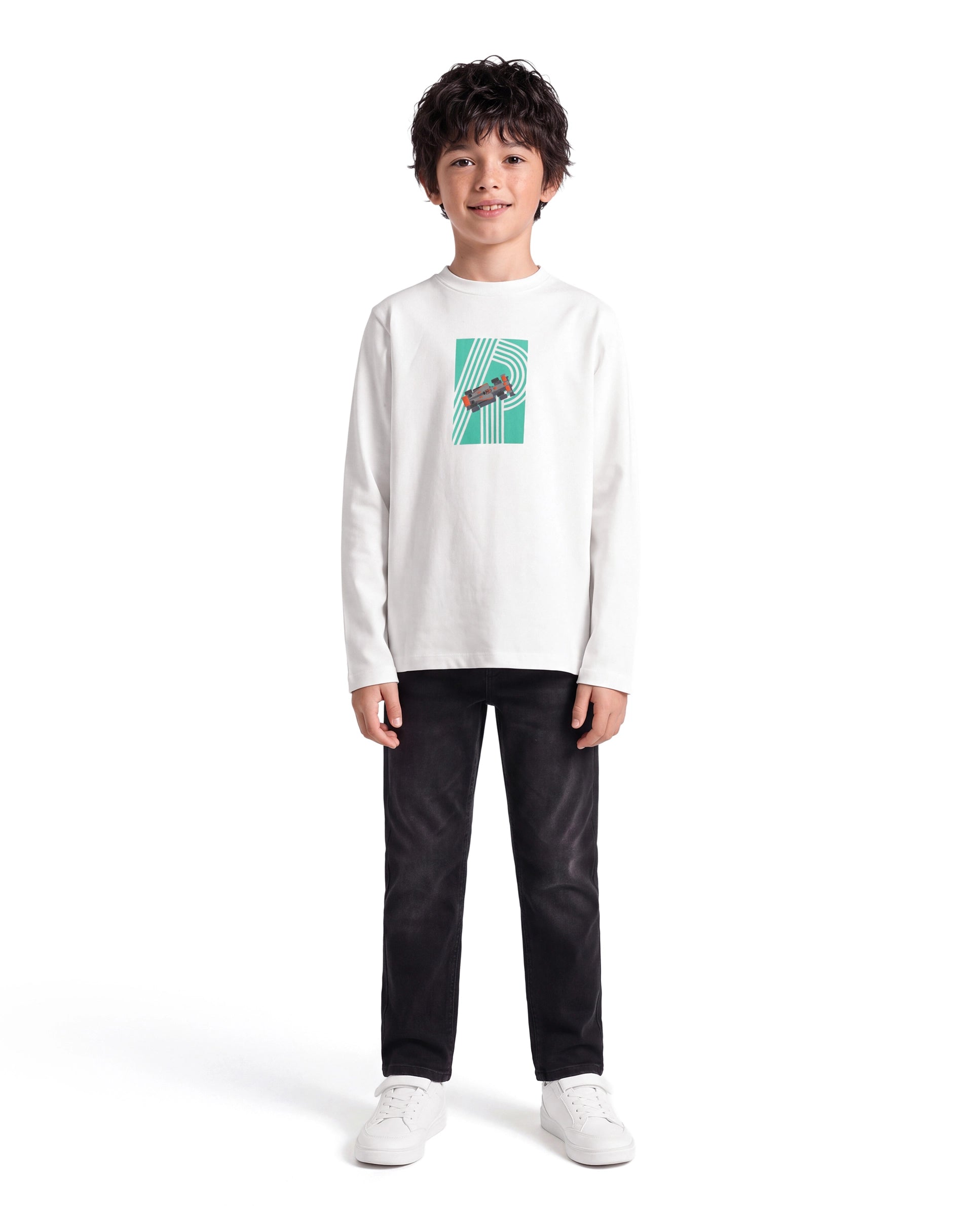 Rare Ones Kids Boet Off White Cotton Fabric Pull-On Regular Fit Graphic Print T-Shirt