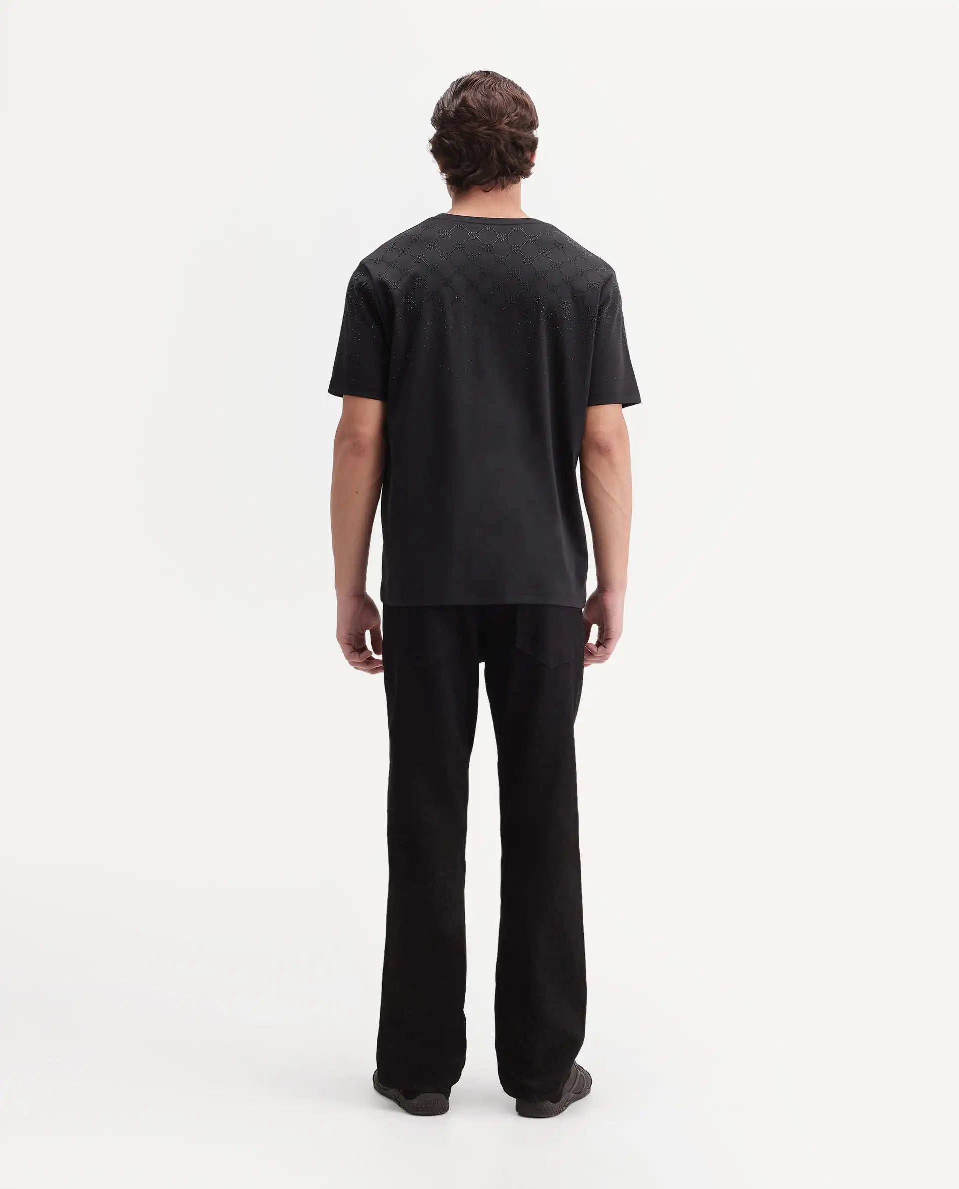 Rare Rabbit Men's Boot Black Cotton Blend Knox Bootcut Plain Jeans