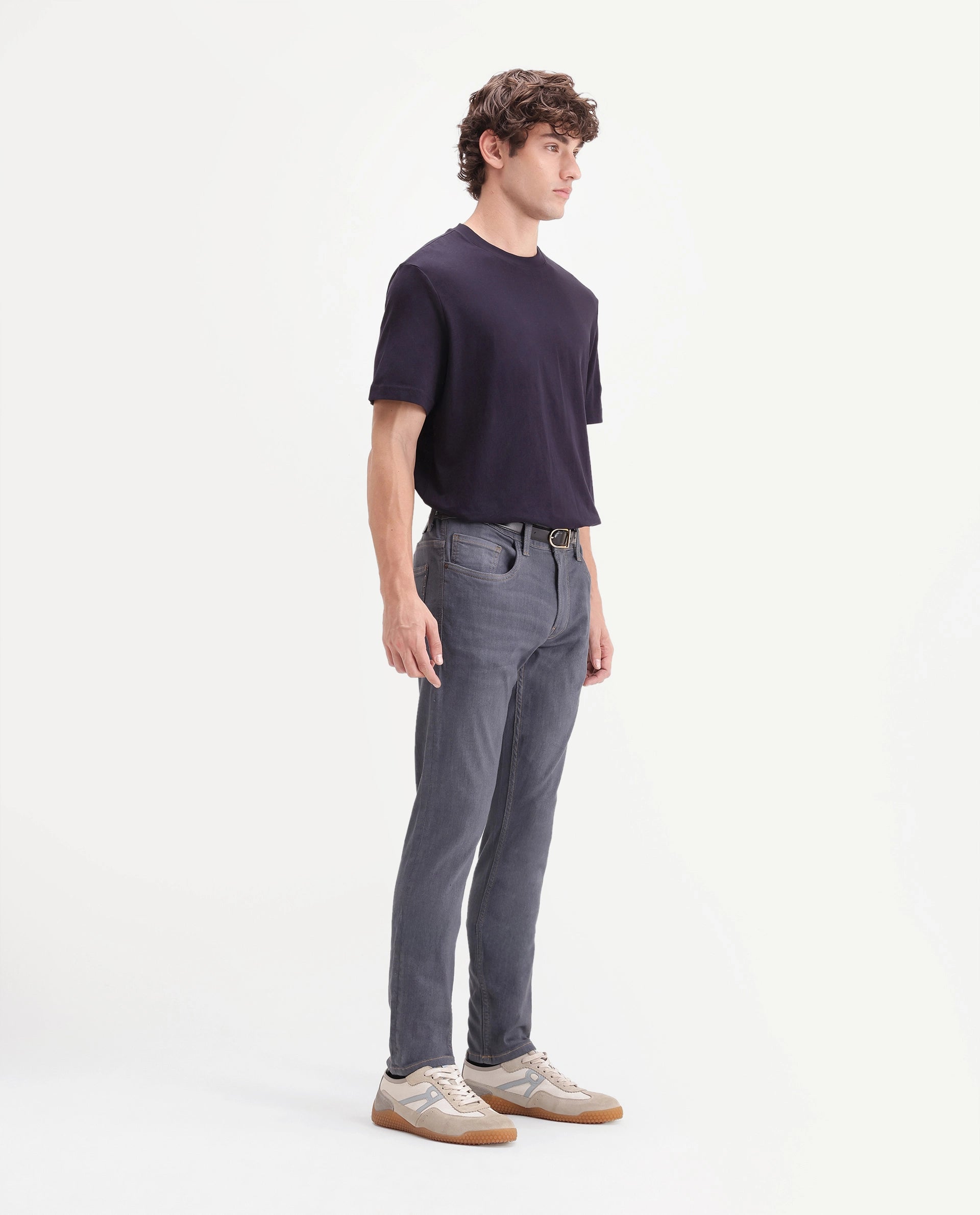 Rare Rabbit Men's Jove 26 Grey Cotton Blend Hawk Slim Plain Jeans