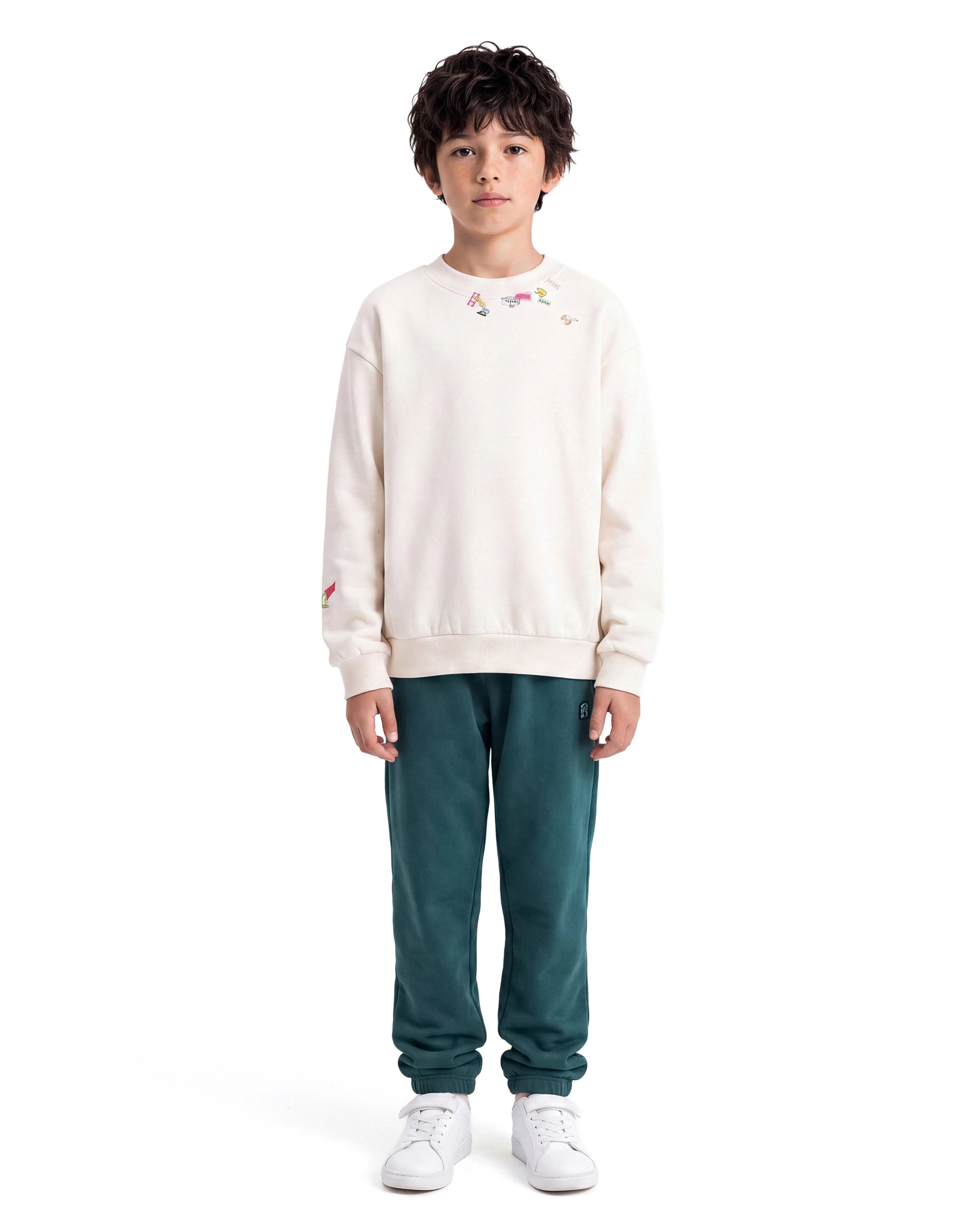 Rare Ones Kids Higs-B Teal Cotton Blend Fabric Drawstring Closure Straight Trackpant