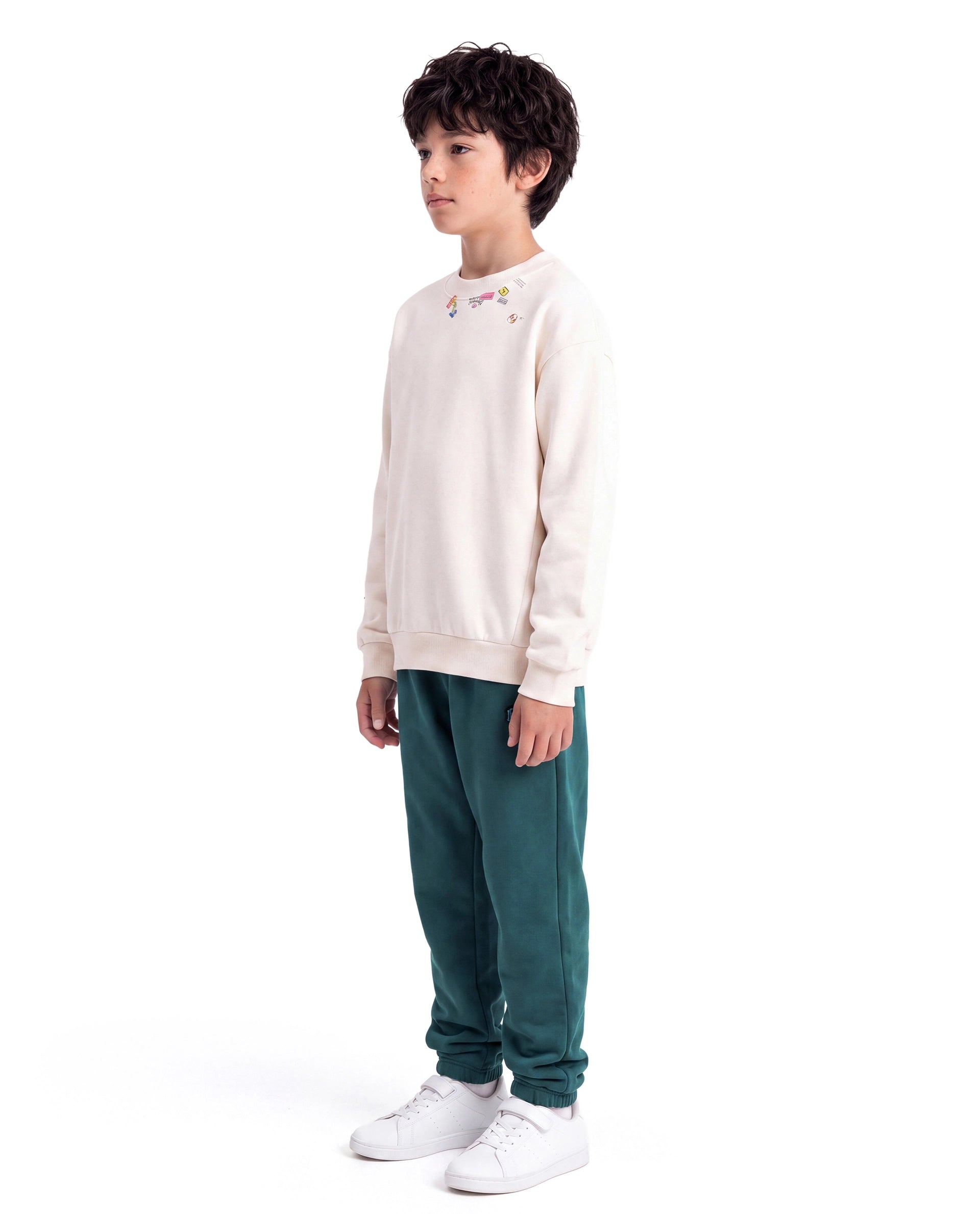 Rare Ones Kids Higs-B Teal Cotton Blend Fabric Drawstring Closure Straight Trackpant