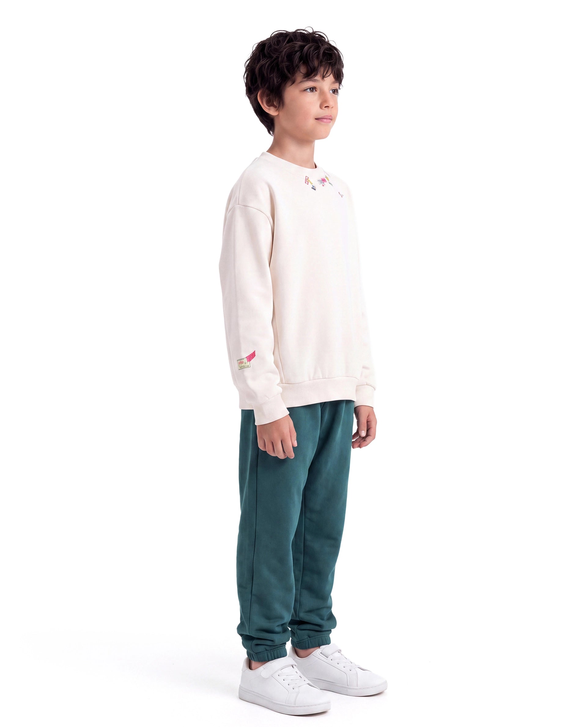 Rare Ones Kids Higs-B Teal Cotton Blend Fabric Drawstring Closure Straight Trackpant