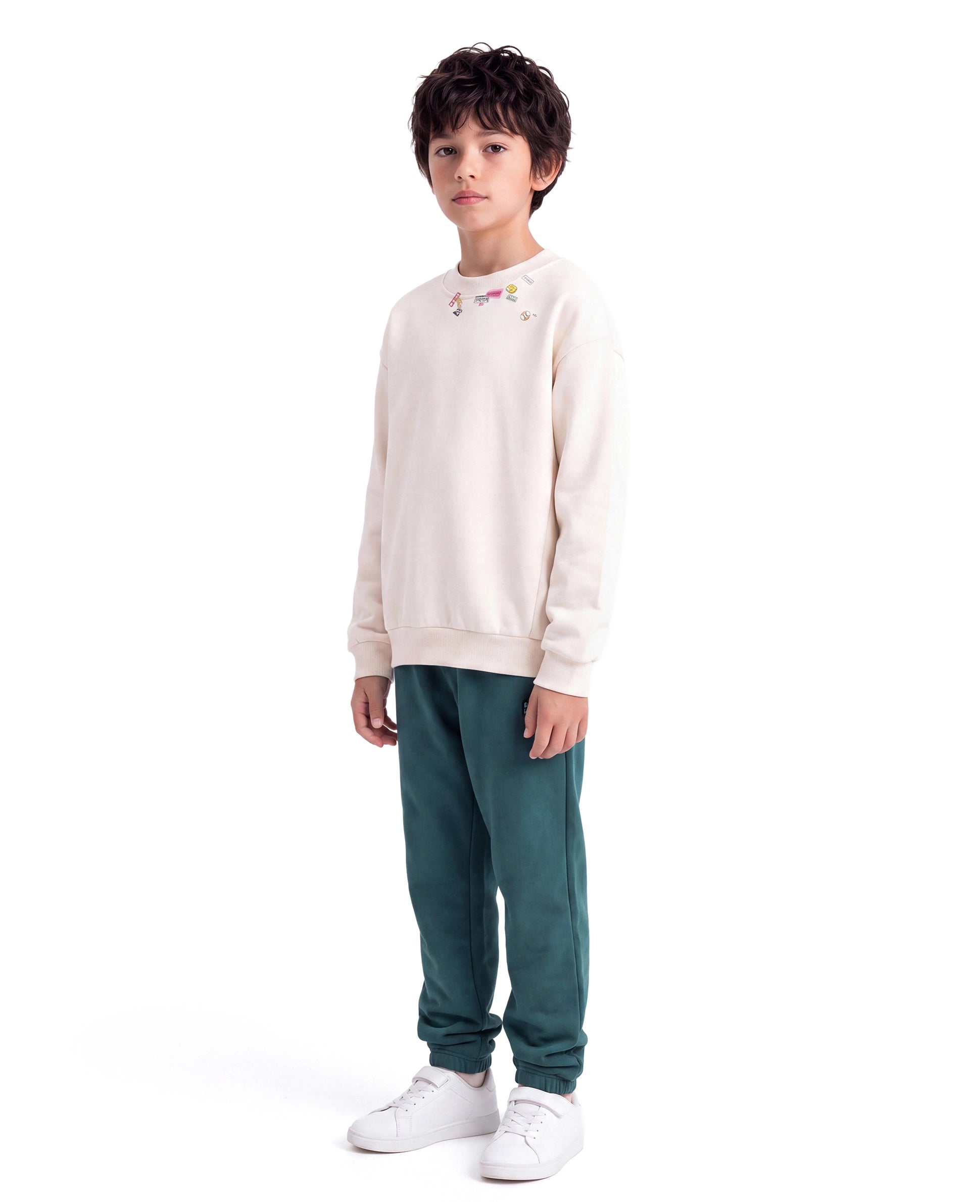 Rare Ones Kids Higs-B Teal Cotton Blend Fabric Drawstring Closure Straight Trackpant