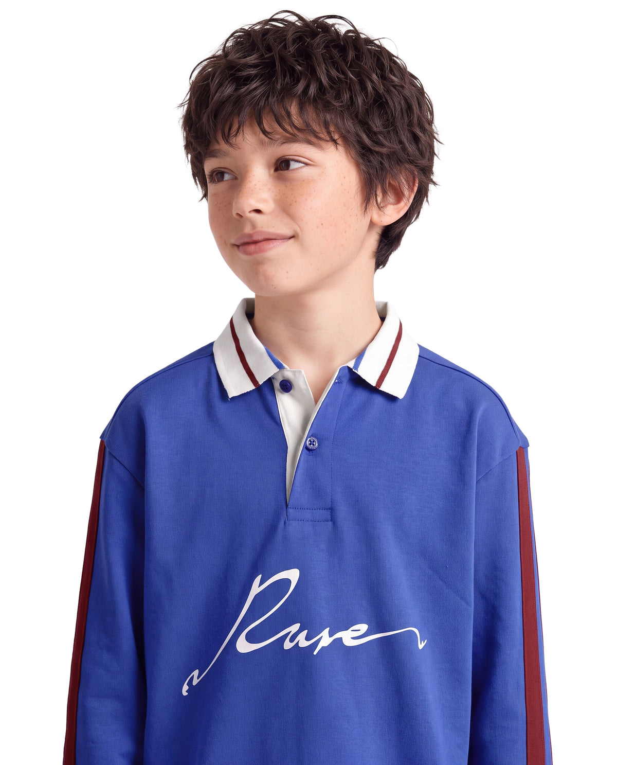 Rare Ones Kids Kitos Blue Cotton Blend Fabric Spread Collar Button Closure Regular Fit Graphic Print Polo