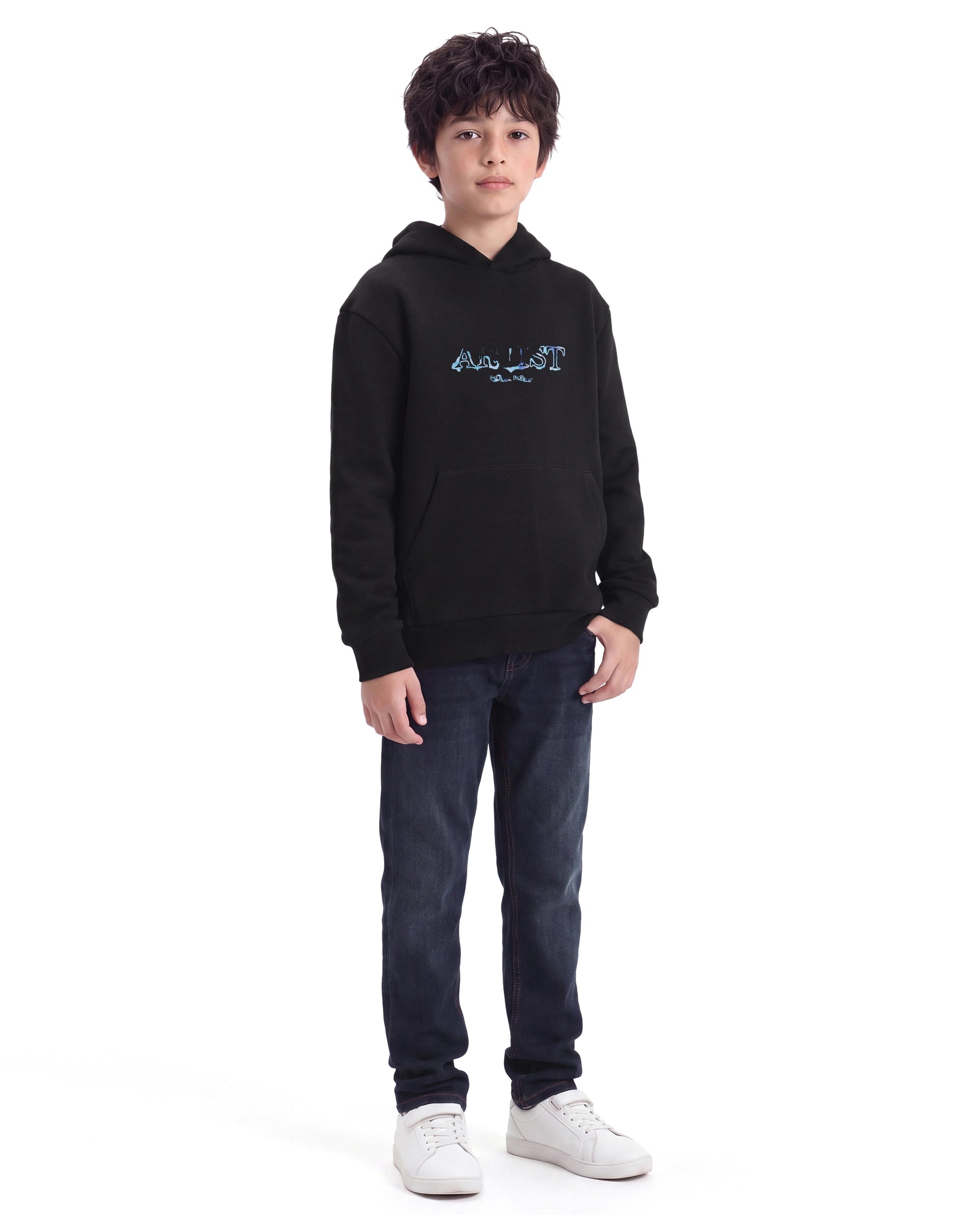 Rare Ones Kids Martin Dark Blue Cotton Blend Fabric Button And Zip Closure Regular Fit Plain Jeans