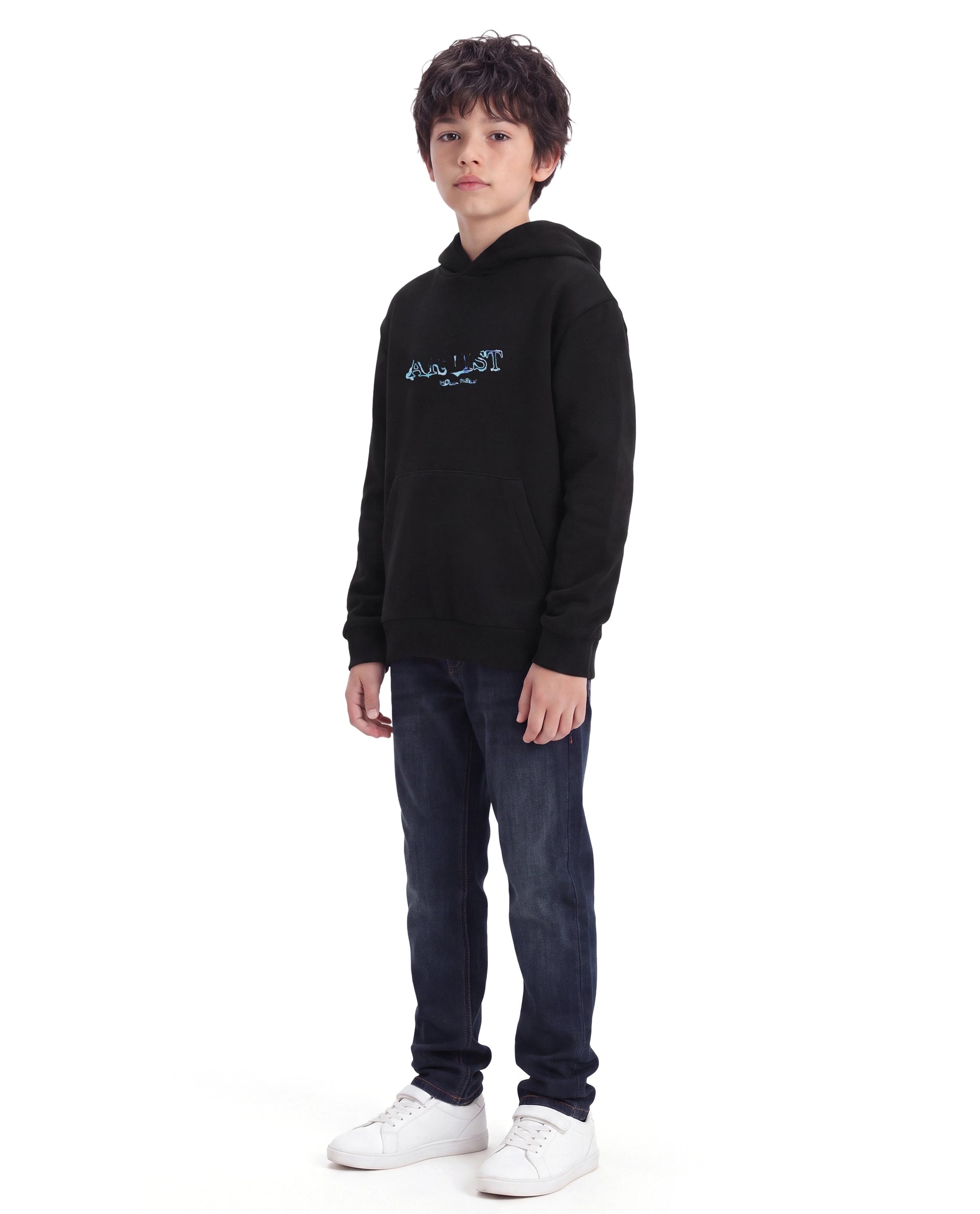 Rare Ones Kids Martin Dark Blue Cotton Blend Fabric Button And Zip Closure Regular Fit Plain Jeans