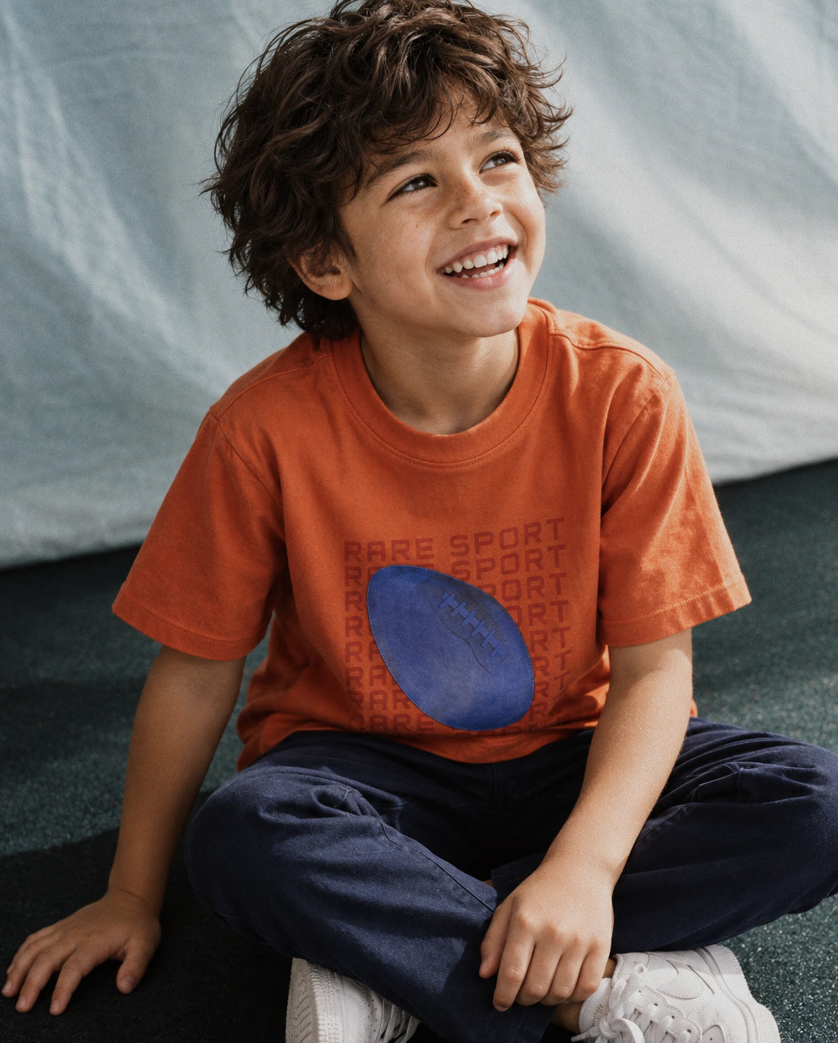 Rare Ones Kids Frans Rust Cotton Blend Fabric Pull-On Regular Fit Graphic Print T-Shirt