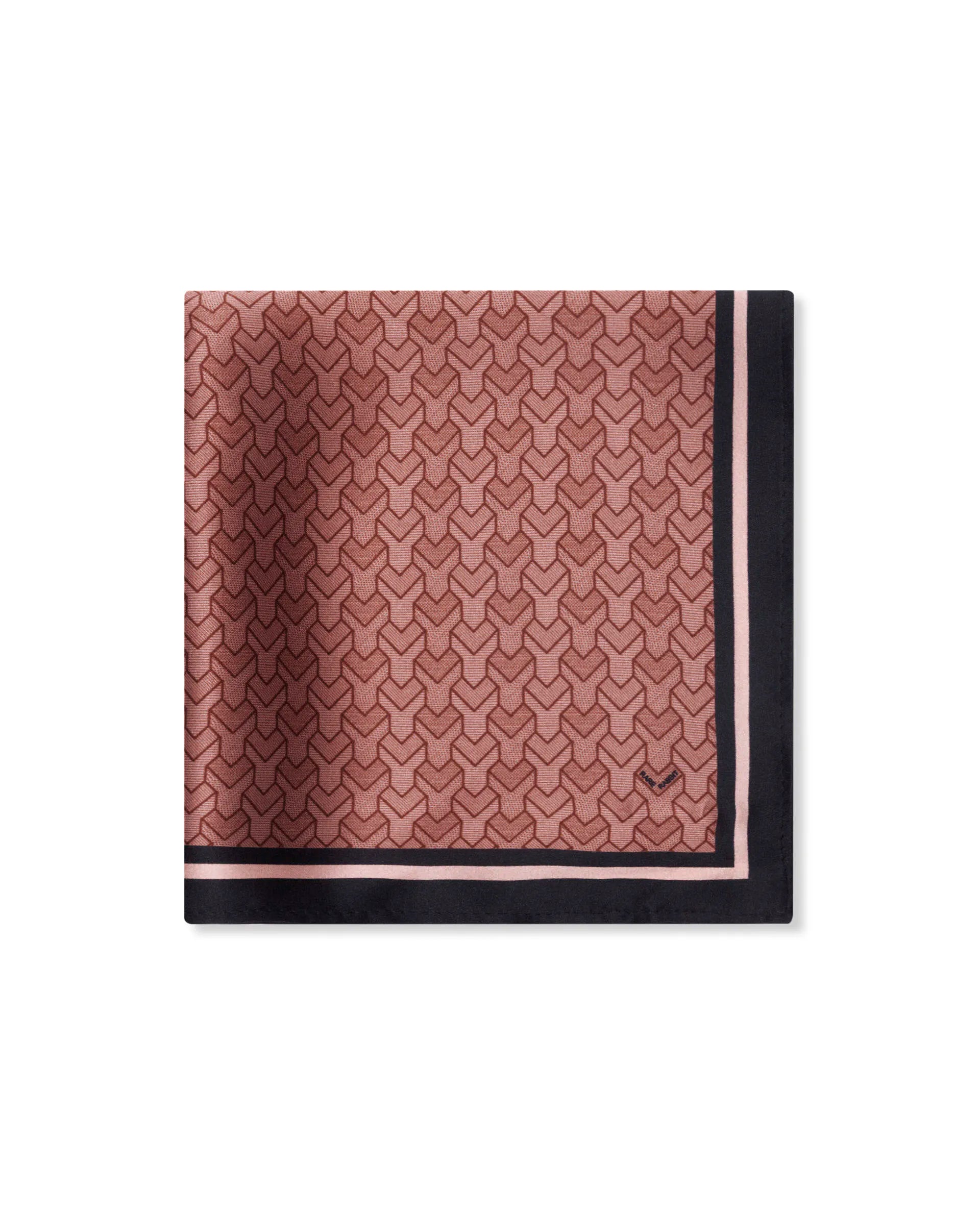 Rare Rabbit Men's Noaa Peach Silk Fabric Monogram Print Pocket Square