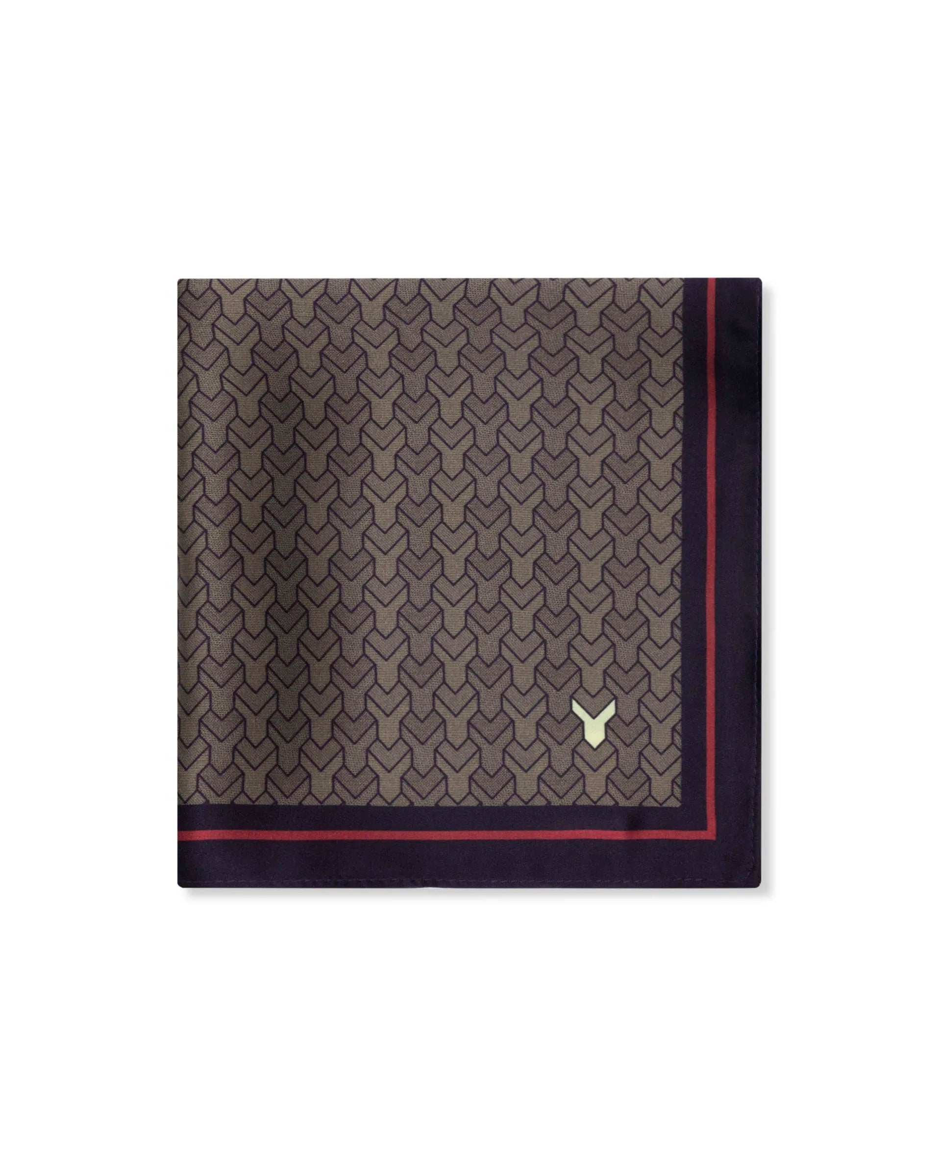 Rare Rabbit Men's Noaa-2 Light Brown Silk Fabric Monogram Print Pocket Square