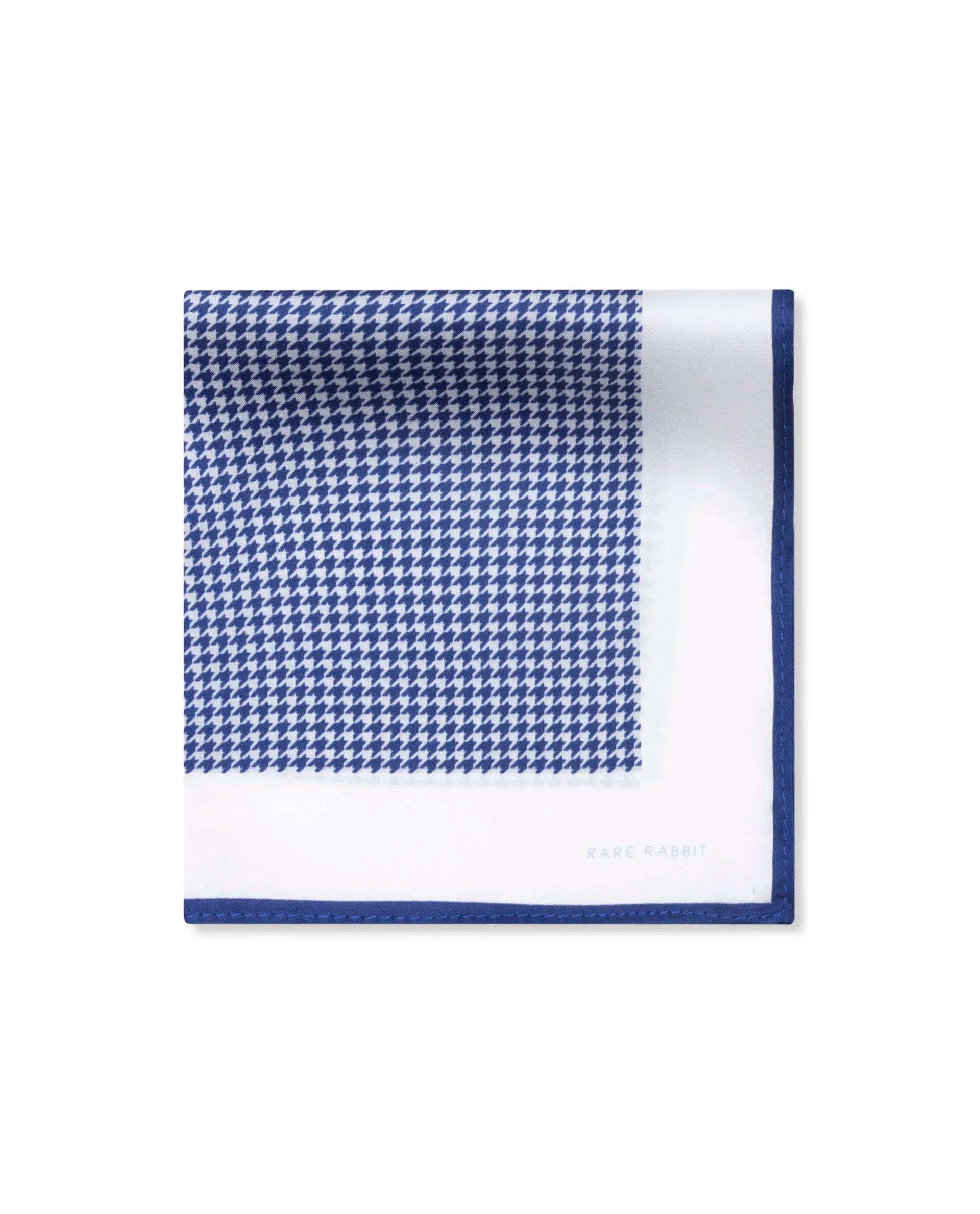 Rare Rabbit Men's Cann Blue Silk Fabric Houndstooth Print Pocket Square