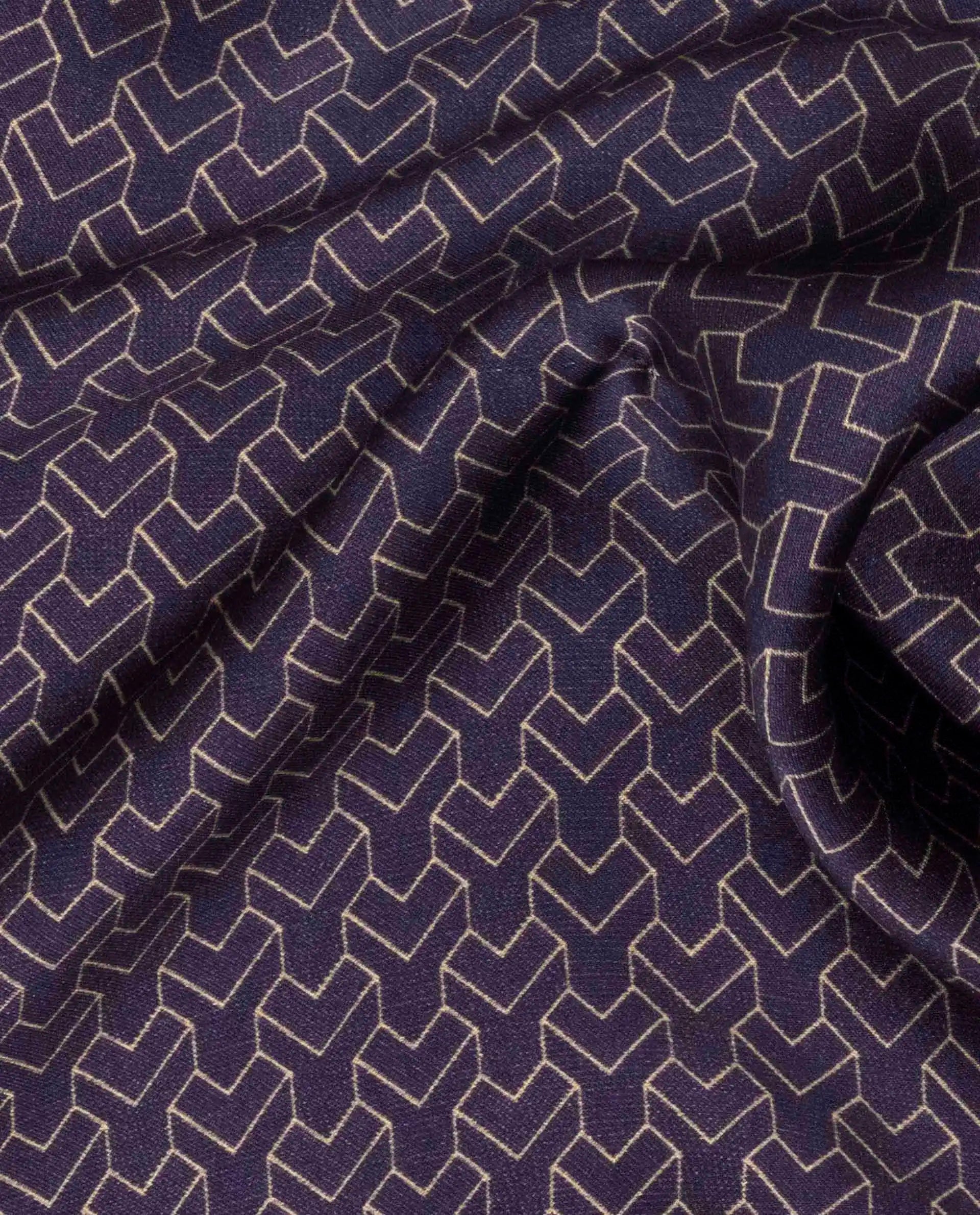 Rare Rabbit Men's Noaa Purple Silk Fabric Monogram Print Pocket Square