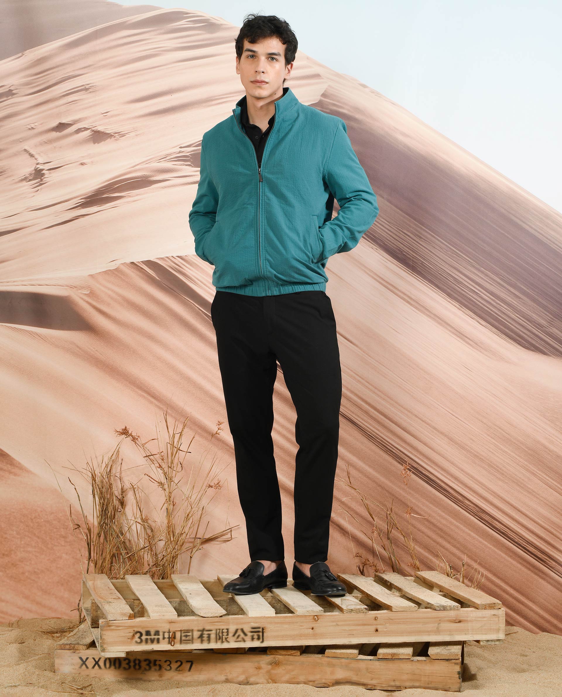 Rare Rabbit Men's Kenny Green Plain Seersucker Smart Jacket