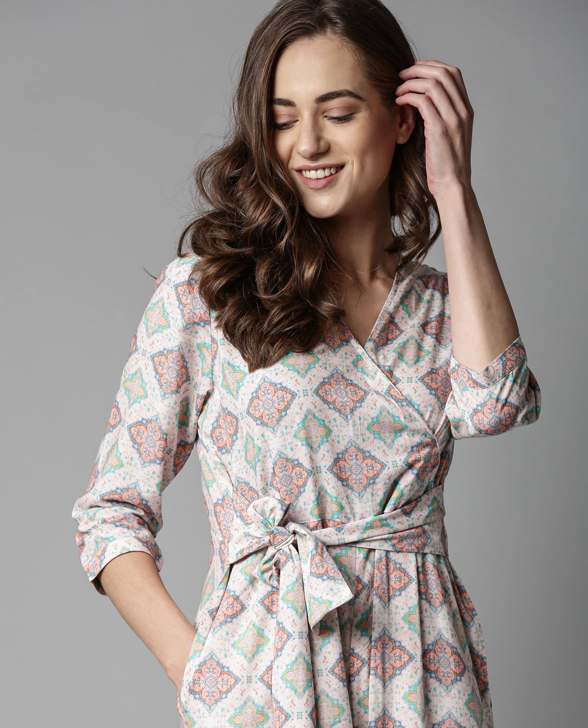 Rareism Women Arizona Pink Jumpsuit Short Sleeves Printed