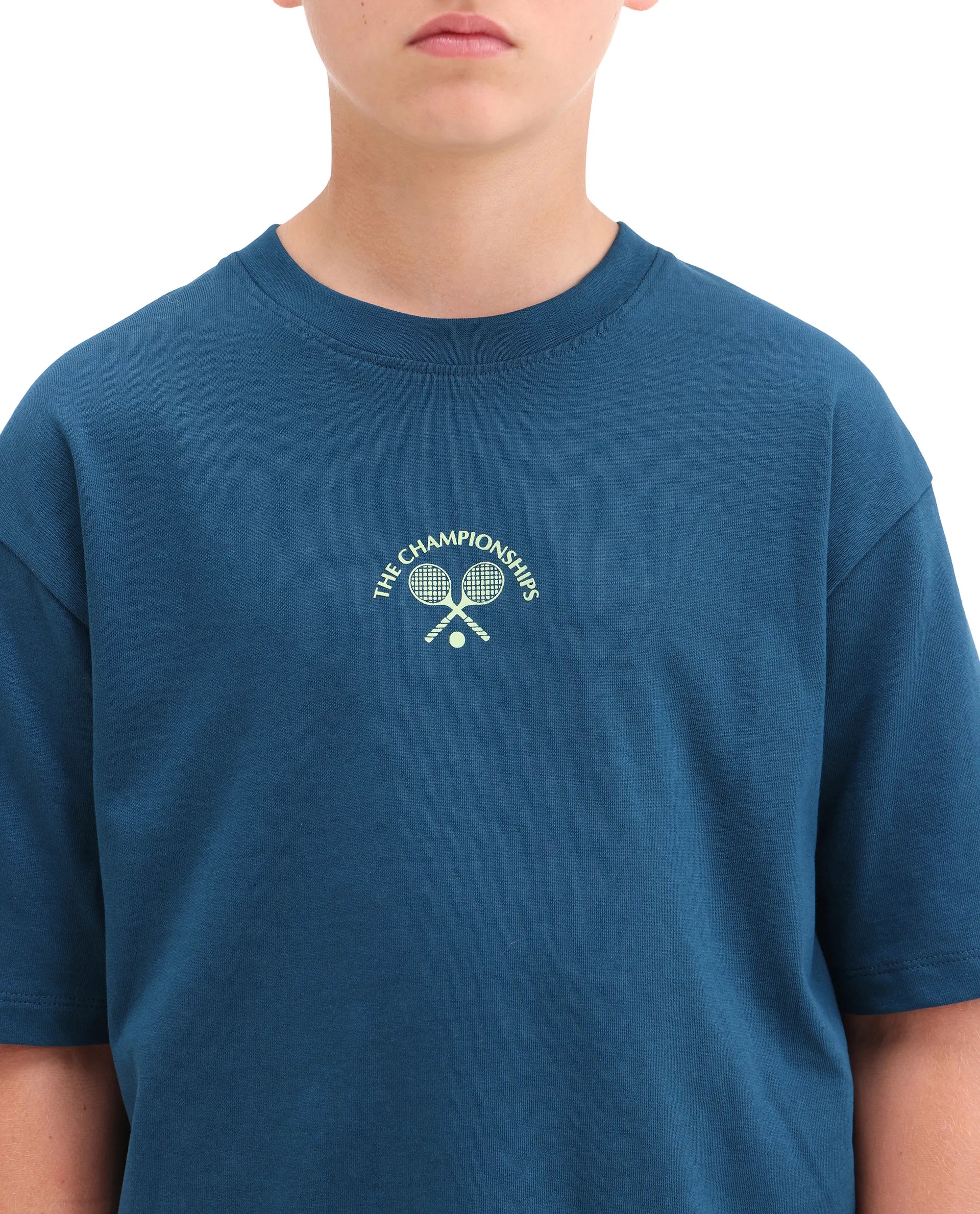 Rare Ones Kids Alca Dark Teal Cotton Pull-On Closure Hd Print Oversized Fit T-Shirt