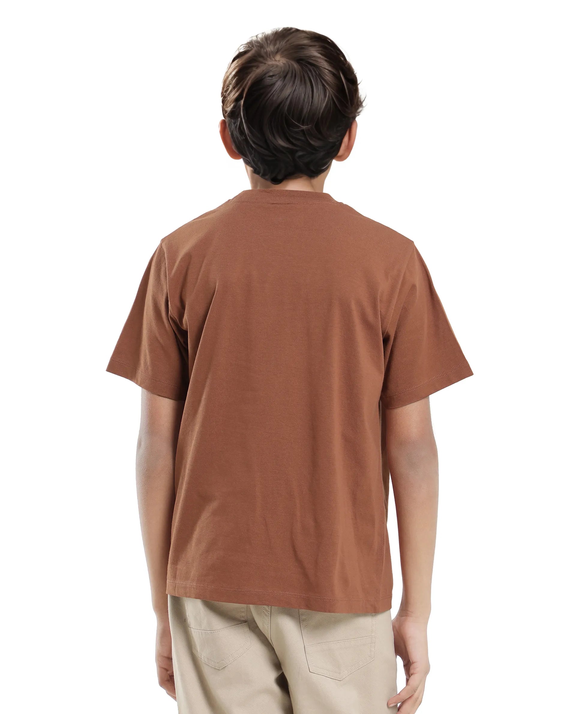 Rare Ones Kids Act-K Brown Cotton Printed Slip-On Regular Fit T-Shirt