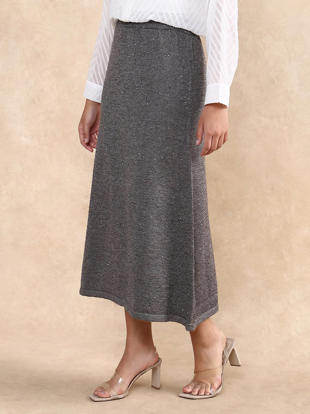 Rareism Women Adiyaman B Dark Grey Plain Skirt