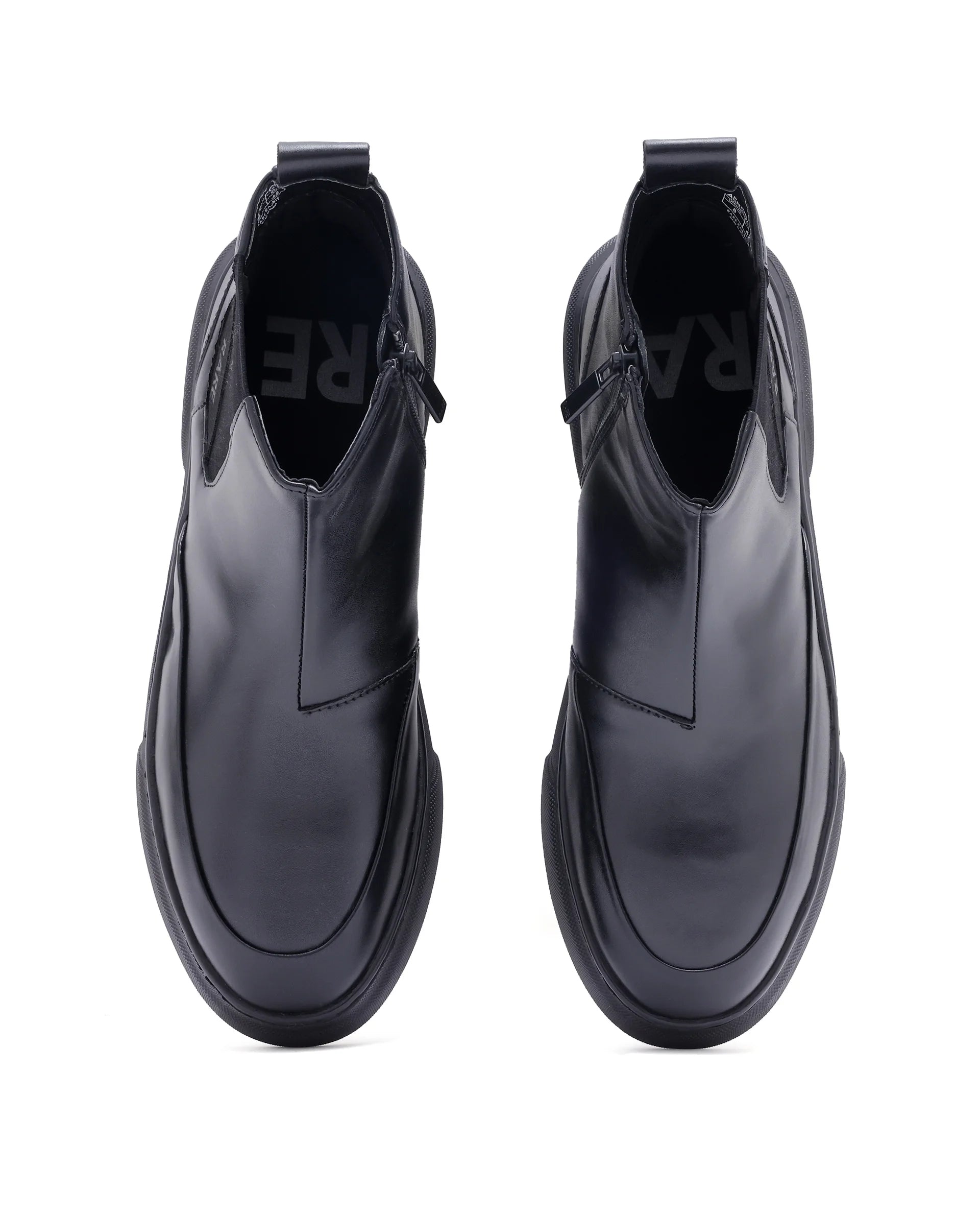 Rare Rabbit Men Aerodon Black Genuine Leather Zipper Closure High-Top Boot Sneaker