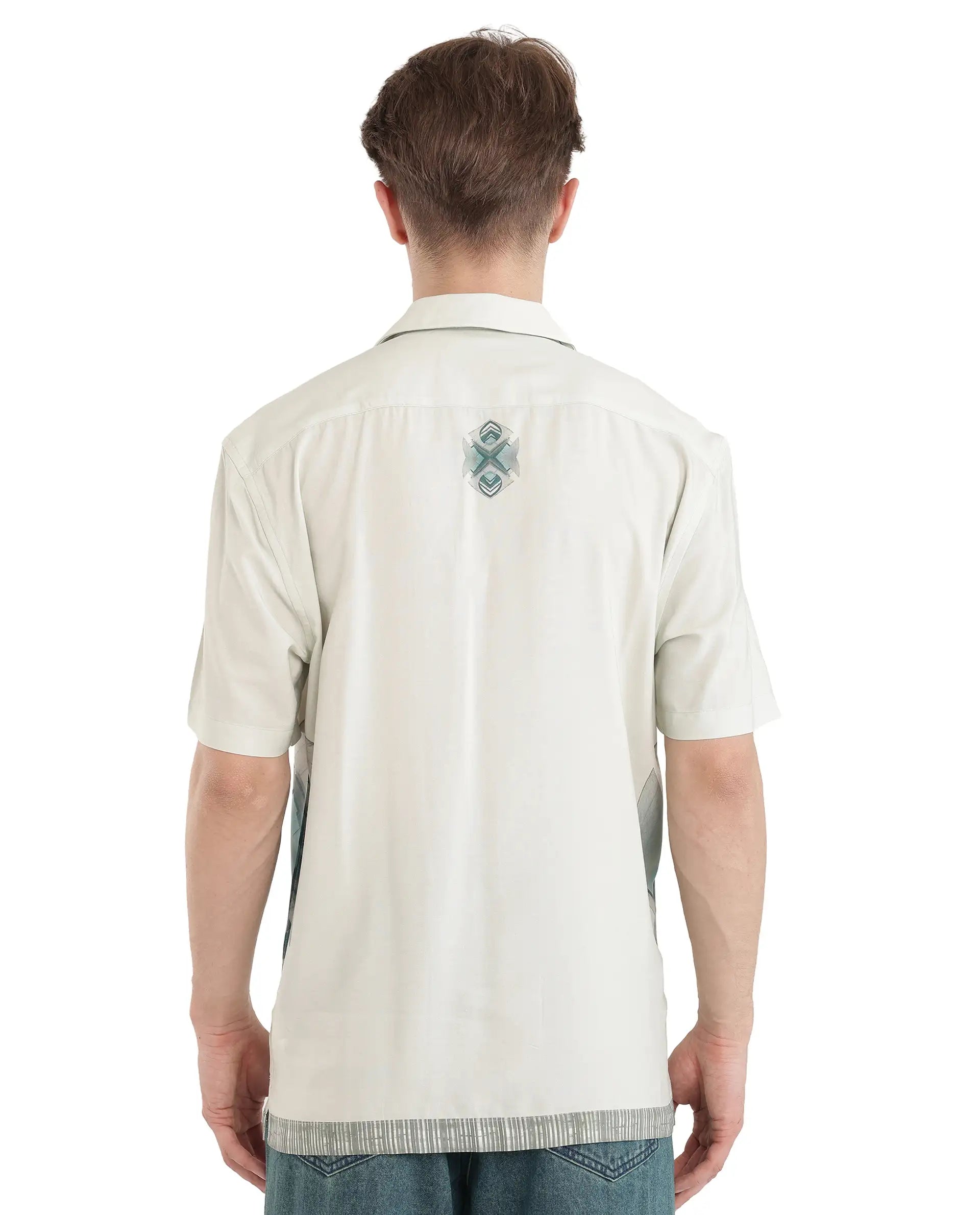 Rare Rabbit Men Aeron Pastel Green Viscose Fabric Printed Shirt