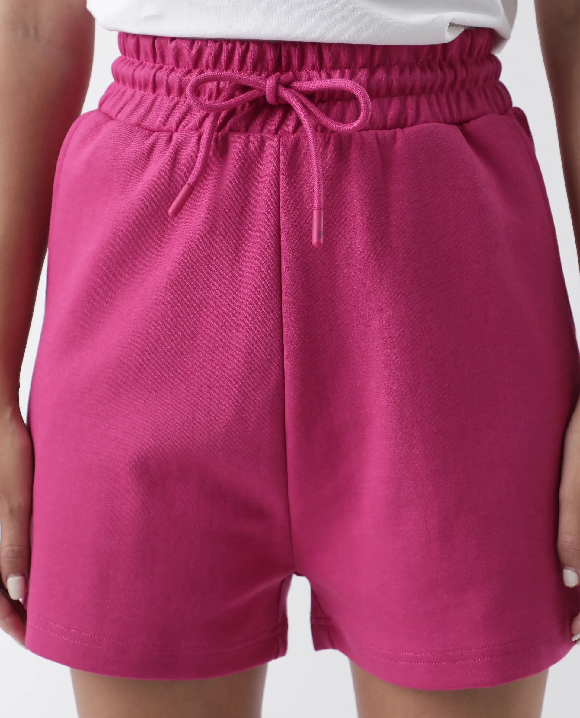 Rareism Women's Aftok B Pink Cotton Blend Plain Mini Regular Fit Shorts