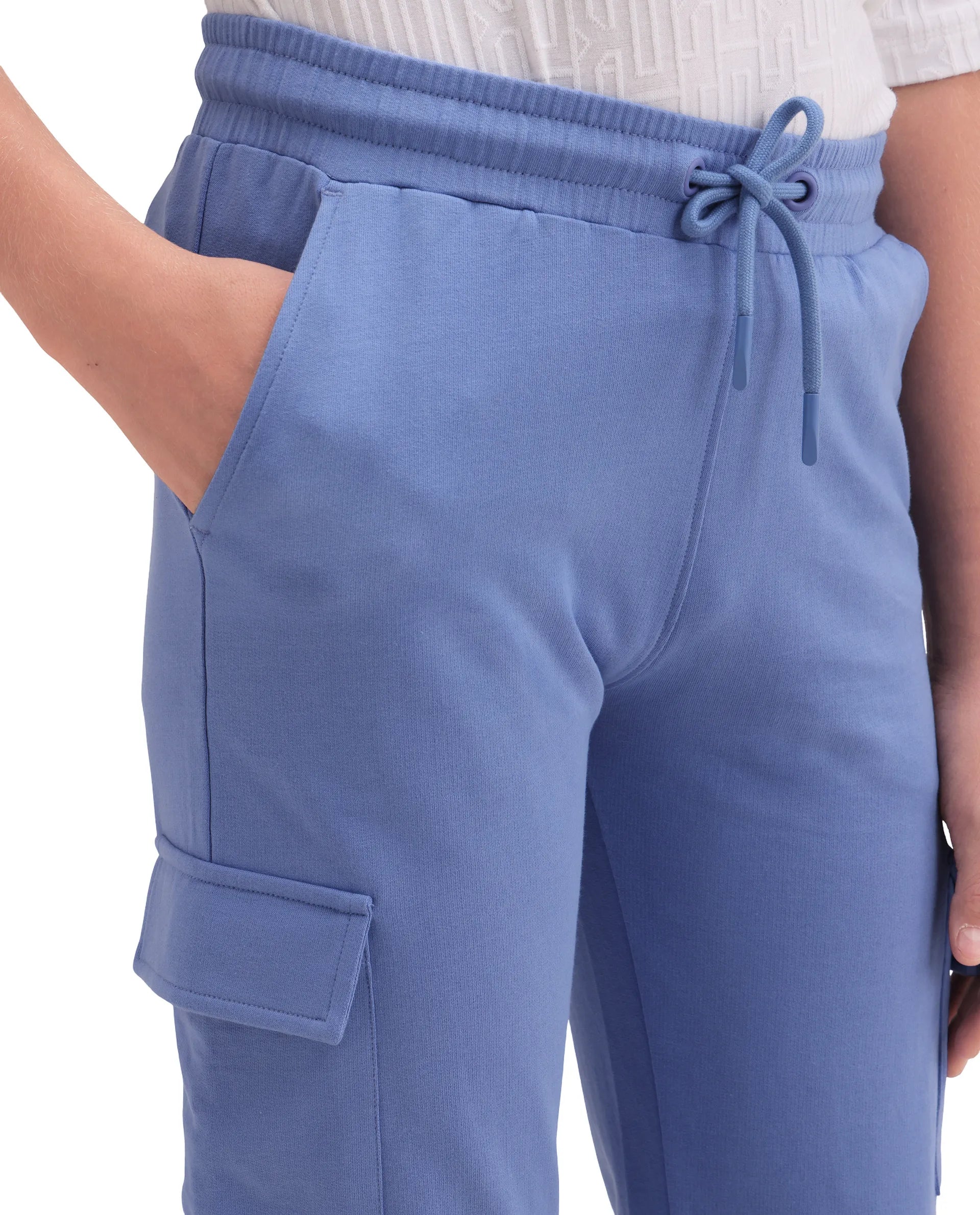 Rare Ones Kids Aiden Purple Cotton Fabric Drawstring Closure Embossed Cargo Fit Track Pant