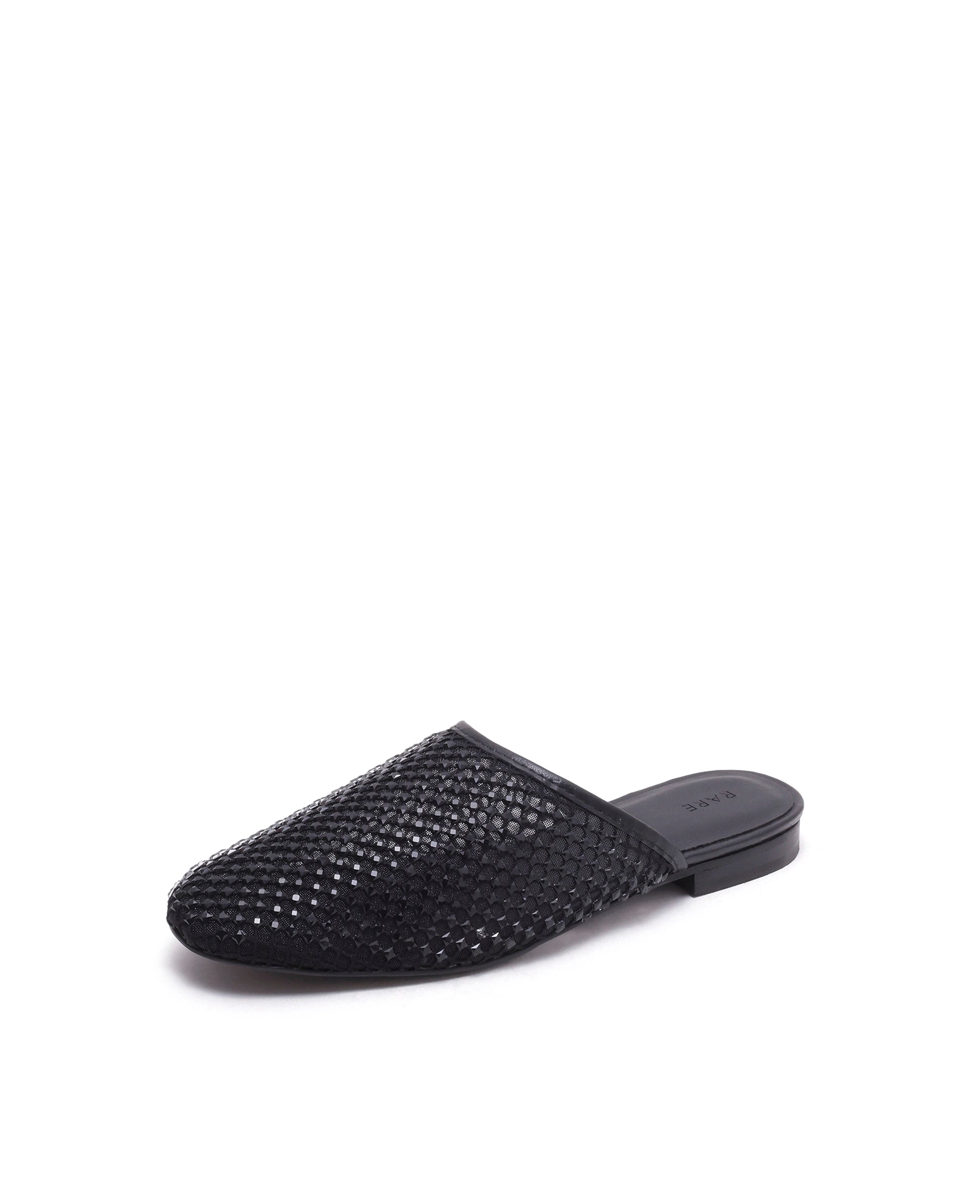 Rarez Women's Aira Black Micro Fiber & Mesh Low Flats