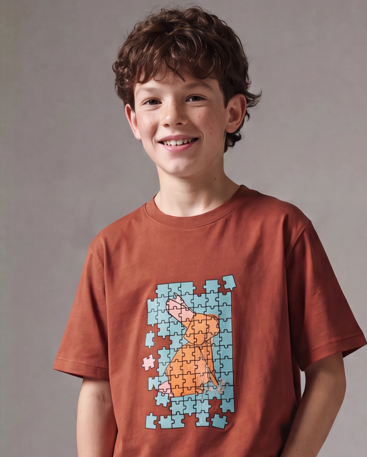 Rare Ones Kids Alarc Rust Cotton Blend Fabric Pull-On Regular Fit Graphic Print T-Shirt