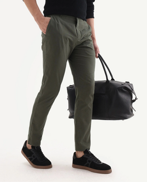 Rare Rabbit Men's Albion Green Cotton Checked Print Regular Fit Trouser