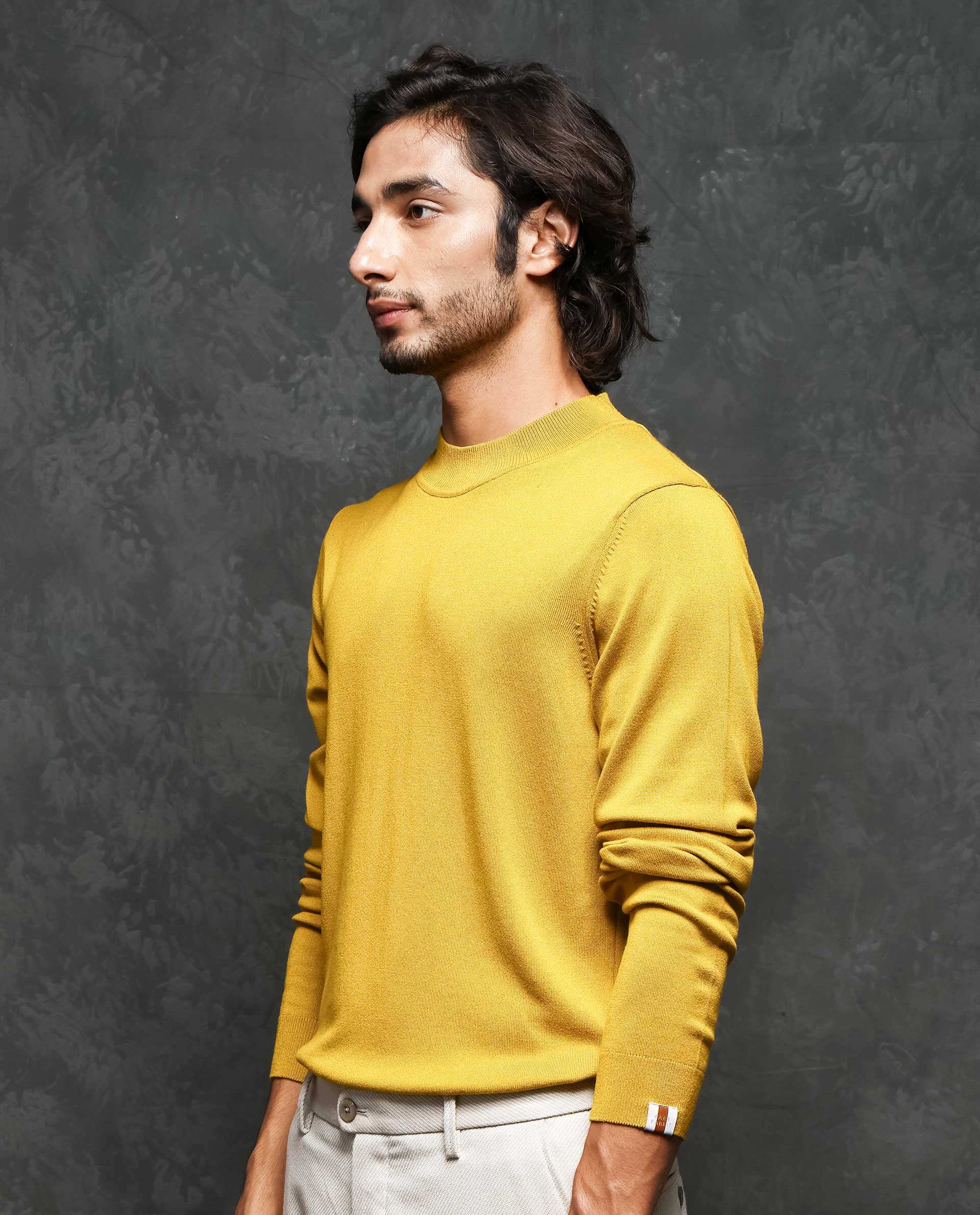 Full Sleeve Woolen Men's Plain Round neck Yellow Sweater at Rs 300