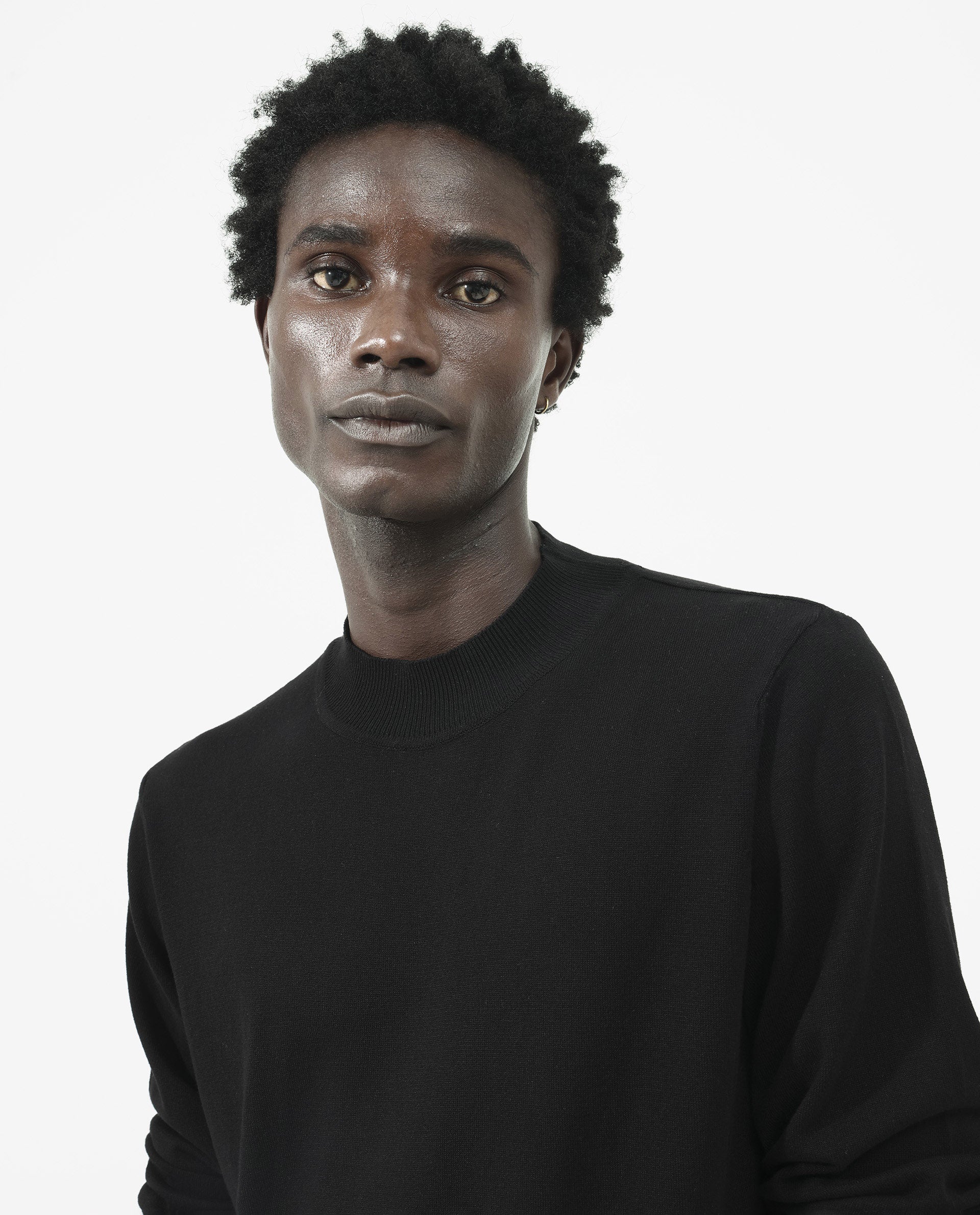 Rare Rabbit Men's Alfot Black Viscose Nylon Fabric Full Sleeve High Neck Regular Fit Plain Sweater