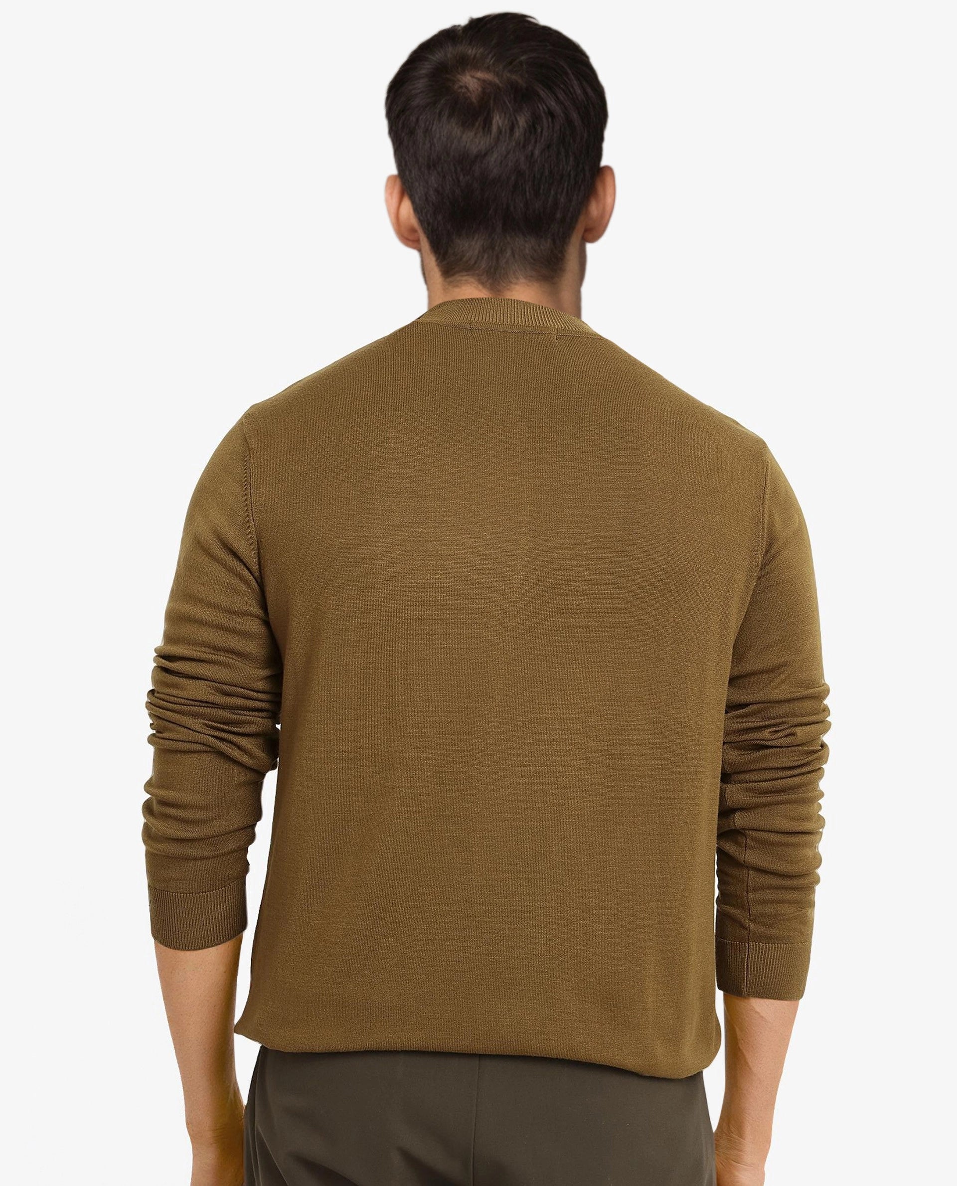 Rare Rabbit Men's Alfot Olive Viscose Nylon Fabric Full Sleeve High Neck Regular Fit Plain Sweater
