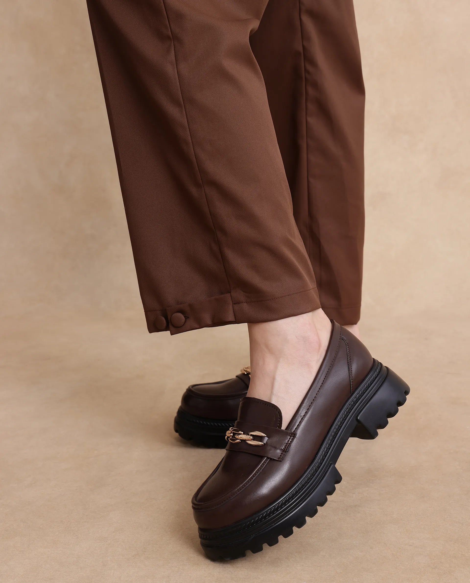 Rareism Women Alina Brown Plain Trouser