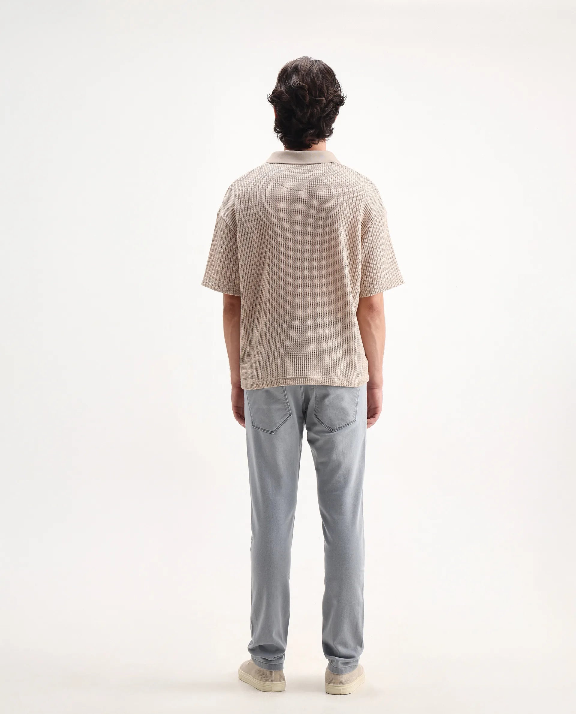 Rare Rabbit Men's Alphen Light Blue Cotton Plain Hawk Slim Fit Jeans