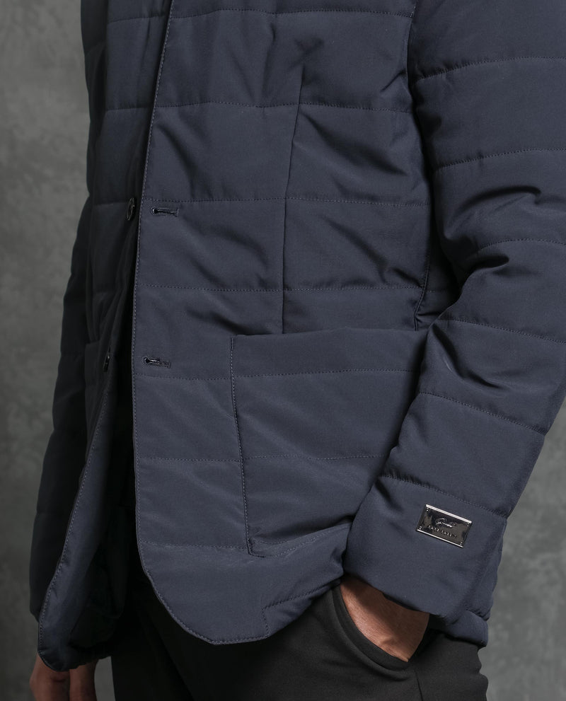 Rare Rabbit Men's Alter Navy Plain Fleece Inner-Lined Puffer Jacket