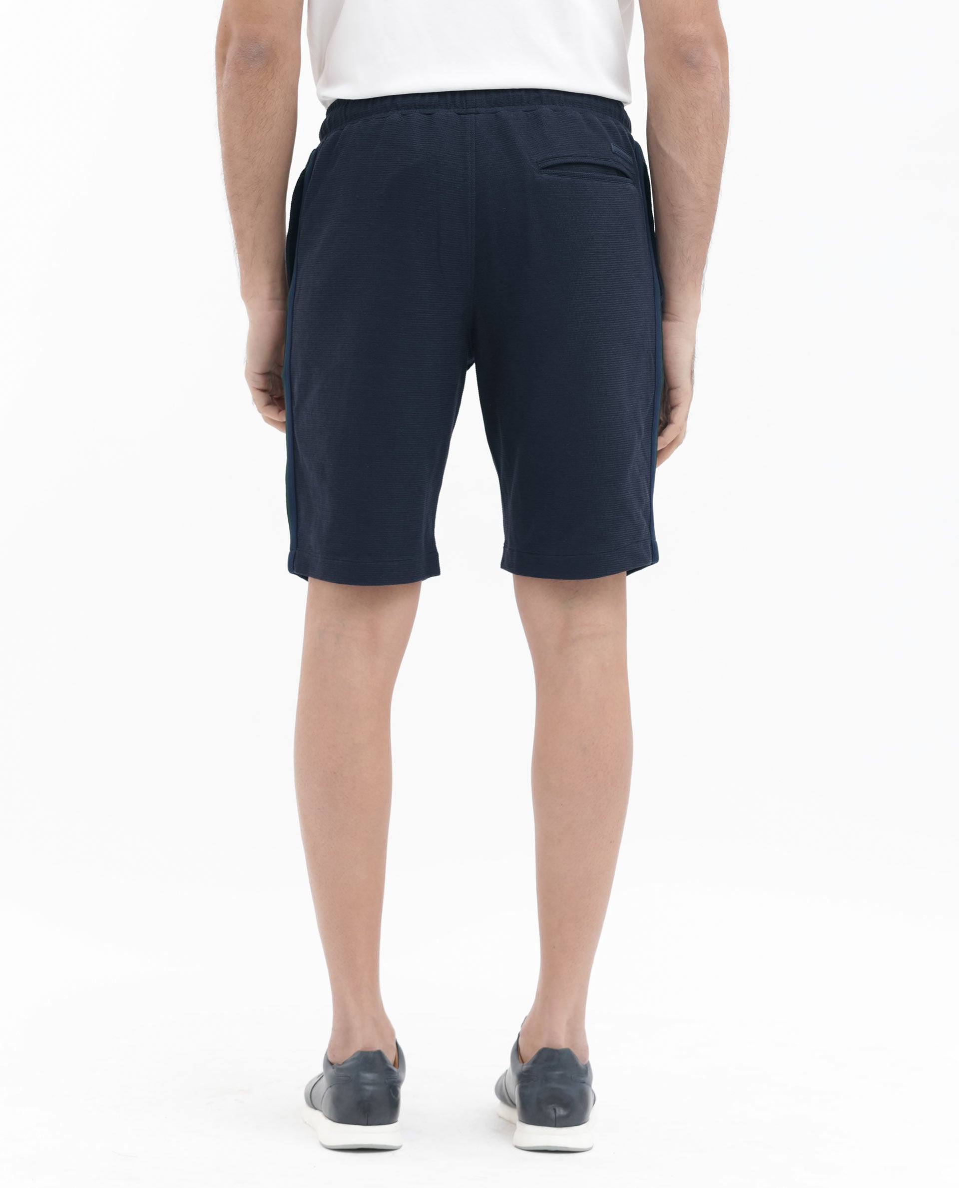 Rare Rabbit Mens Ambet Dusky Navy Cotton Polyester Solid Knee Length Shorts