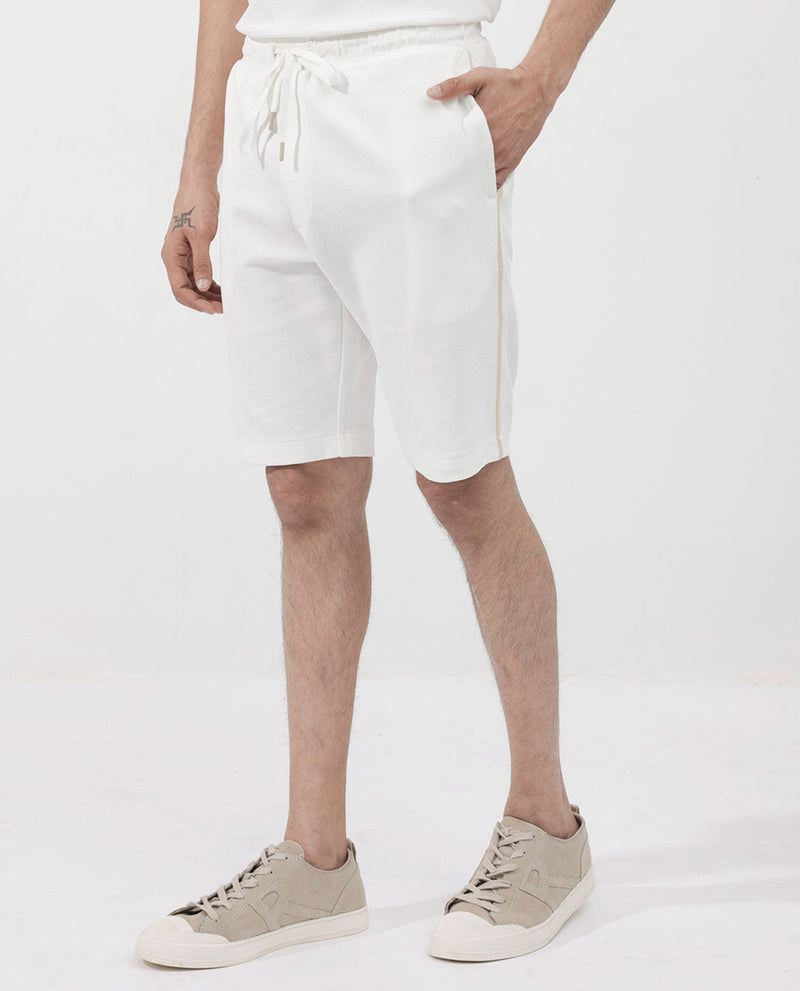 Rare Rabbit Mens Ambet Off-White Cotton Polyester Solid Knee Length Shorts