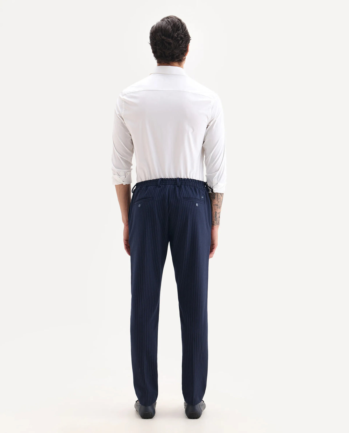 Rare Rabbit Men's Ander Navy Plain Regular Fit Trouser
