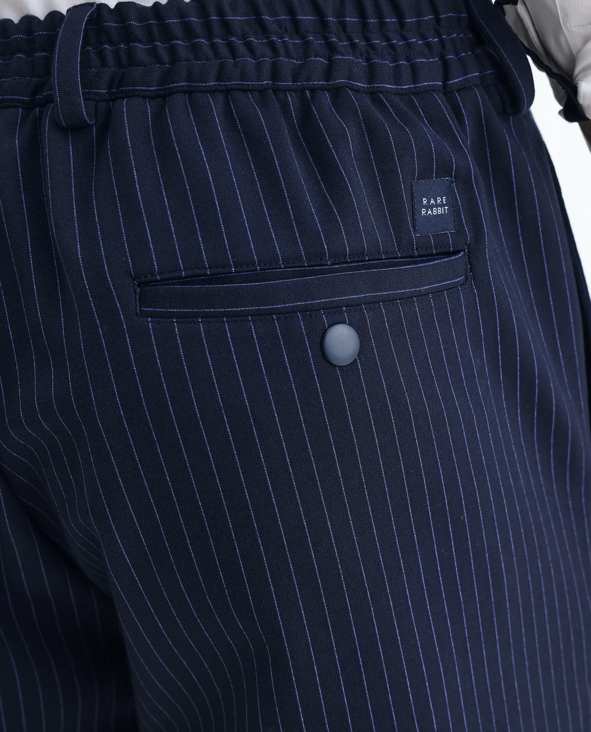 Rare Rabbit Men's Ander Navy Plain Regular Fit Trouser