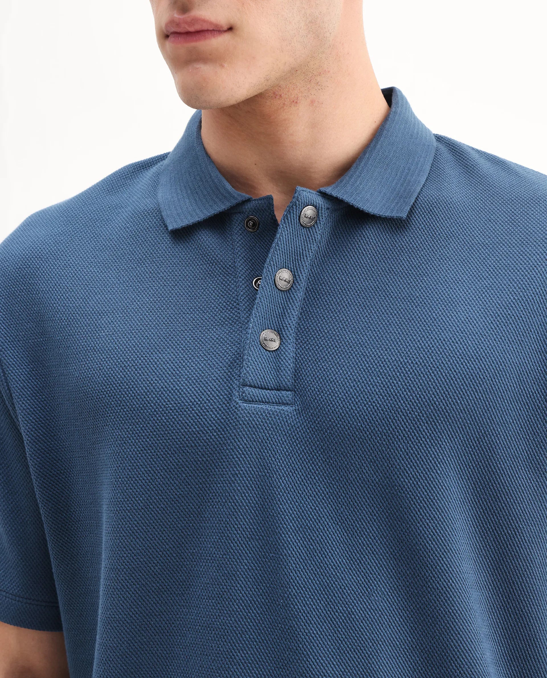 Rare Rabbit Men's Ania Teal Cotton Plain Regular Fit Half Sleeve Polo