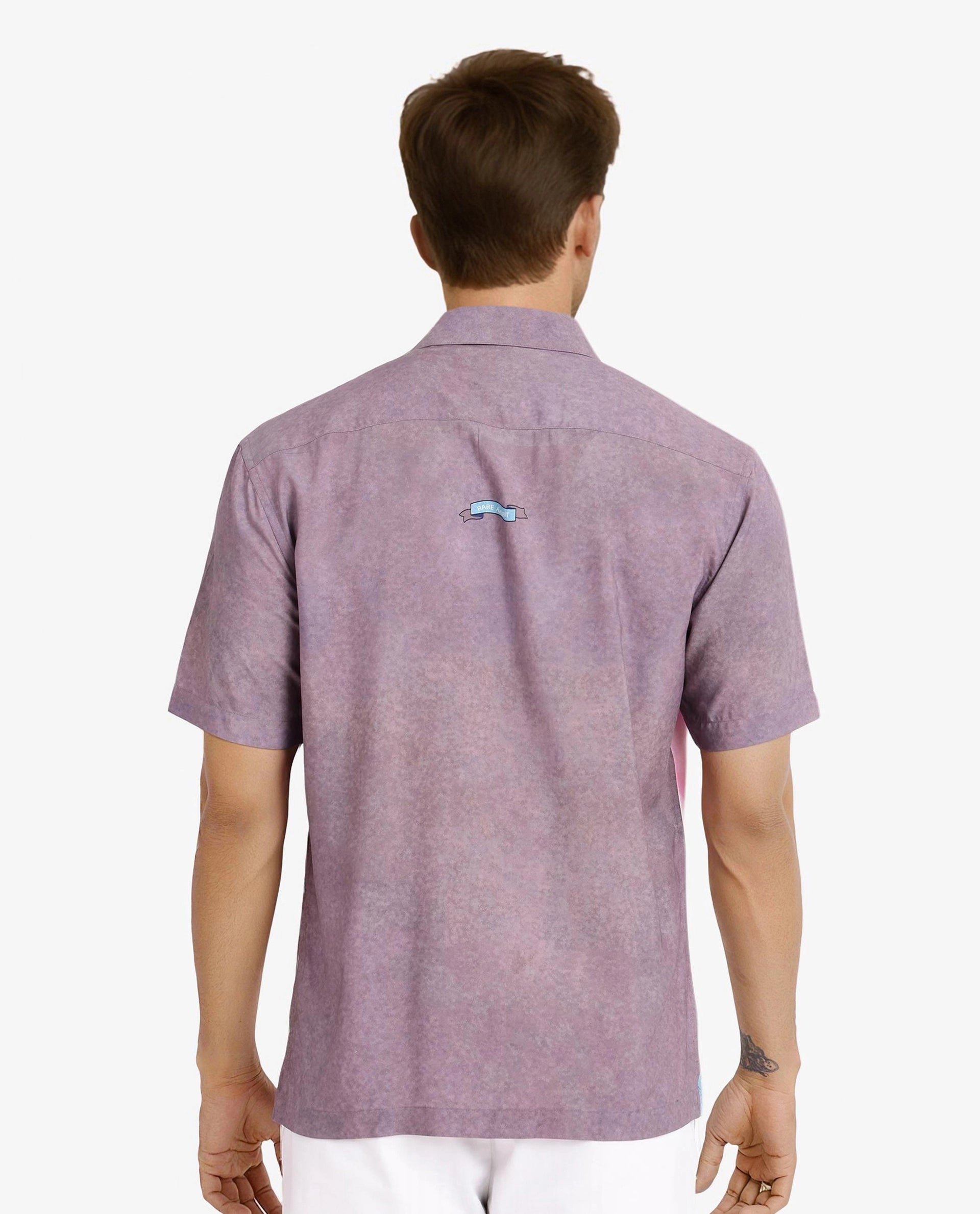 Rare Rabbit Men's Ankaa Grey Viscose Fabric Regular Collar Short Sleeve Abstract Ombre Print Shirt